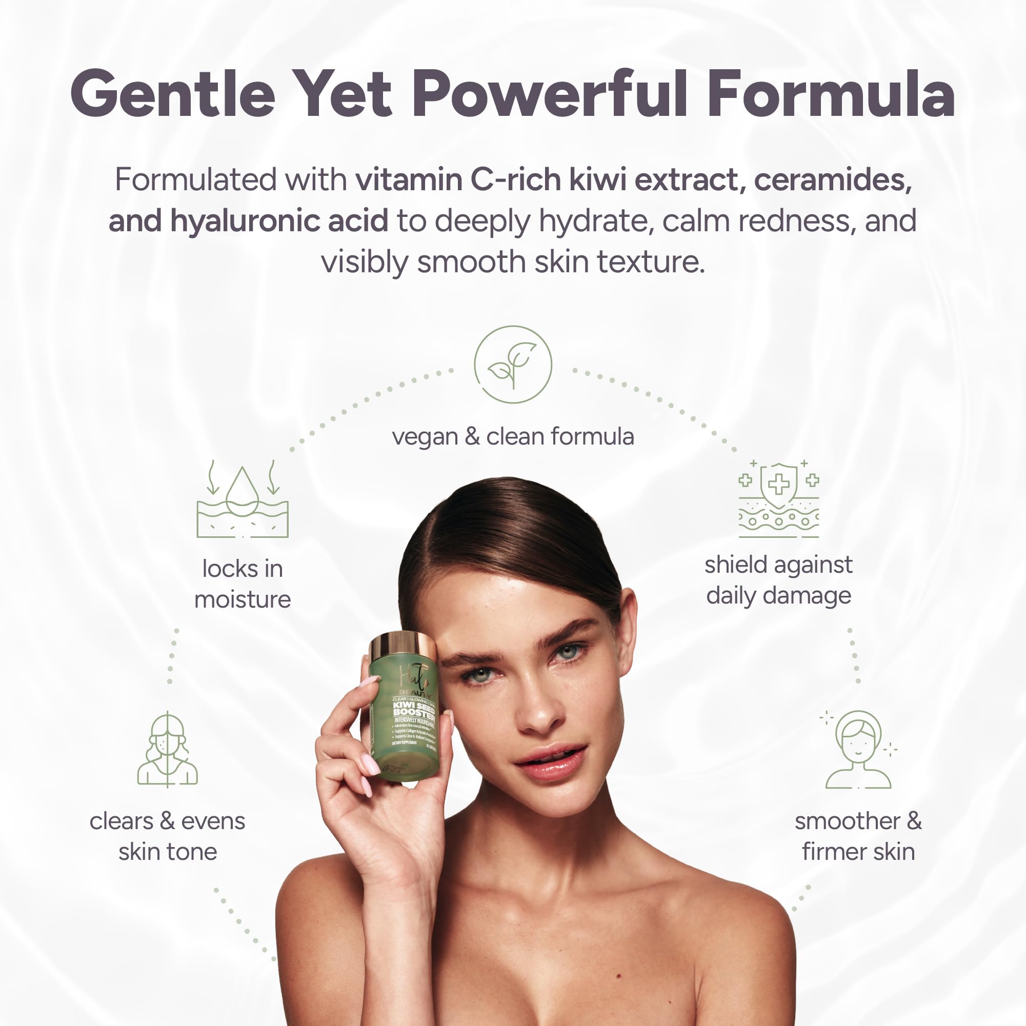 Halo Beauty Kiwi Seed Booster Skin Supplement Refill Pack | Anti-Aging Hydration & Glowing Skin Support with Kiwi Seed, Vitamin C, D3 & Zinc | Vegan Collagen Support Capsules | 1-Month Supply Halo Beauty buy supplements canada