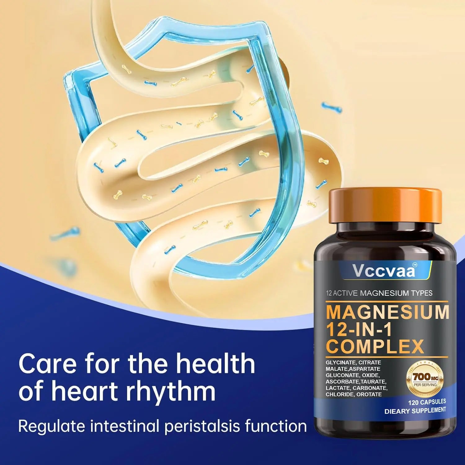Magnesium Complex 700mg – 12-in-1 Magnesium Supplement with Glycinate, Citrate, Malate, Oxide, Taurate & More – High Absorption for Muscle, Heart, Sleep, Bone, Nerve Support –120 Capsules (1 Pack) Vccvaa buy supplements canada
