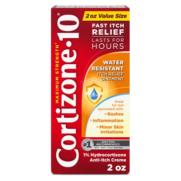 Cortizone-10 Maximum Strength Water Resistant Itch Relief Ointment, 1% Hydrocortisone, Fast-Acting, Anti-Itch Cream for Bug Bites, Rash, Eczema, Psoriasis, Poison Ivy, Oak, Sumac & More, 2 oz Cortizone 10 buy supplements canada