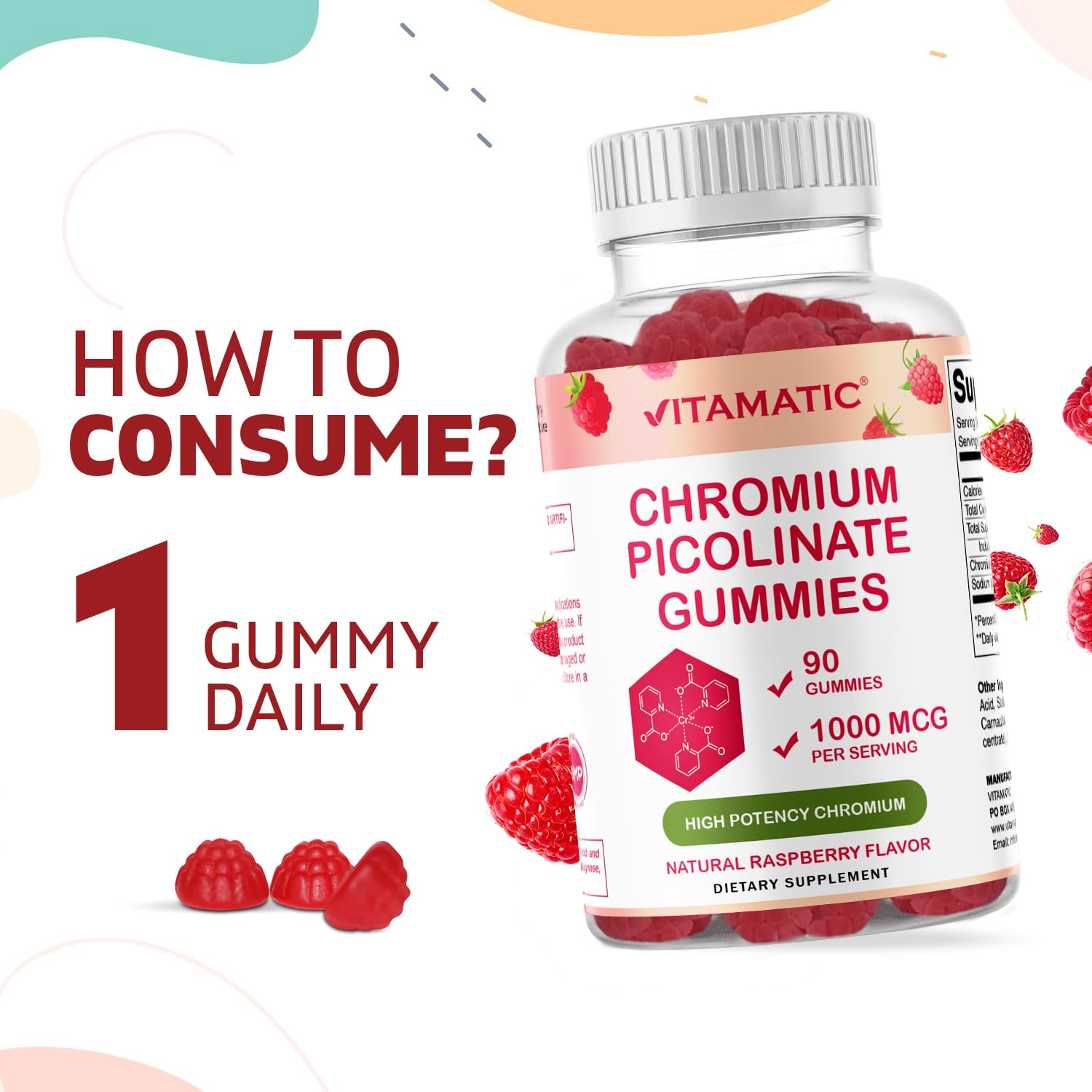 Vitamatic Chromium Picolinate 1000 mcg - 90 Gummies - High Potency Chromium Vitamatic buy supplements canada