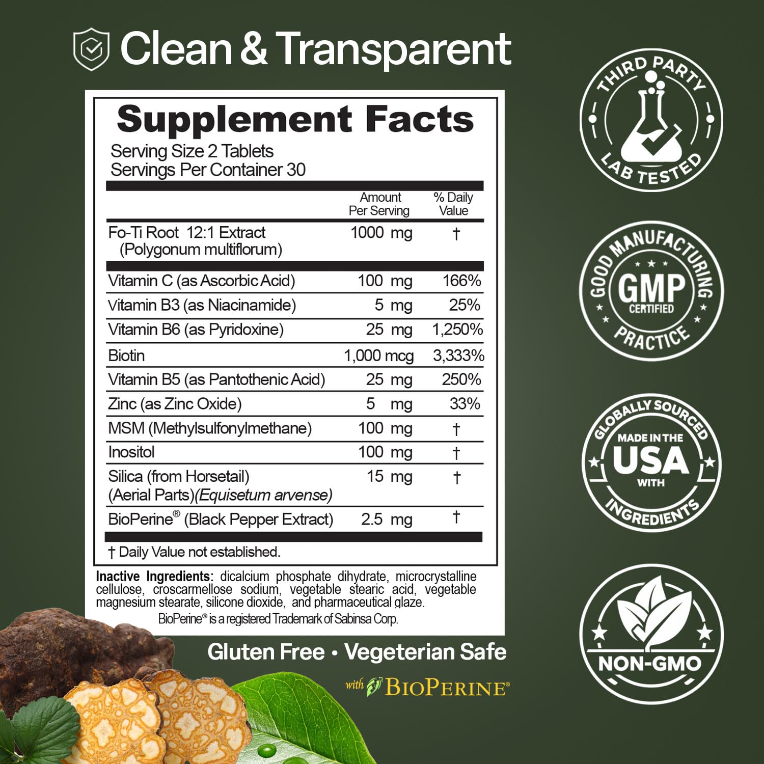 Natures Elements Advanced Shou Wu for Gray Hair – Prepared He Shou Wu for Hair Growth with Biotin, Bioperine, Fo-Ti Root & More – 100% Natural – 60 Tablets – Non-GMO, Gluten-Free Natures Elements buy supplements canada