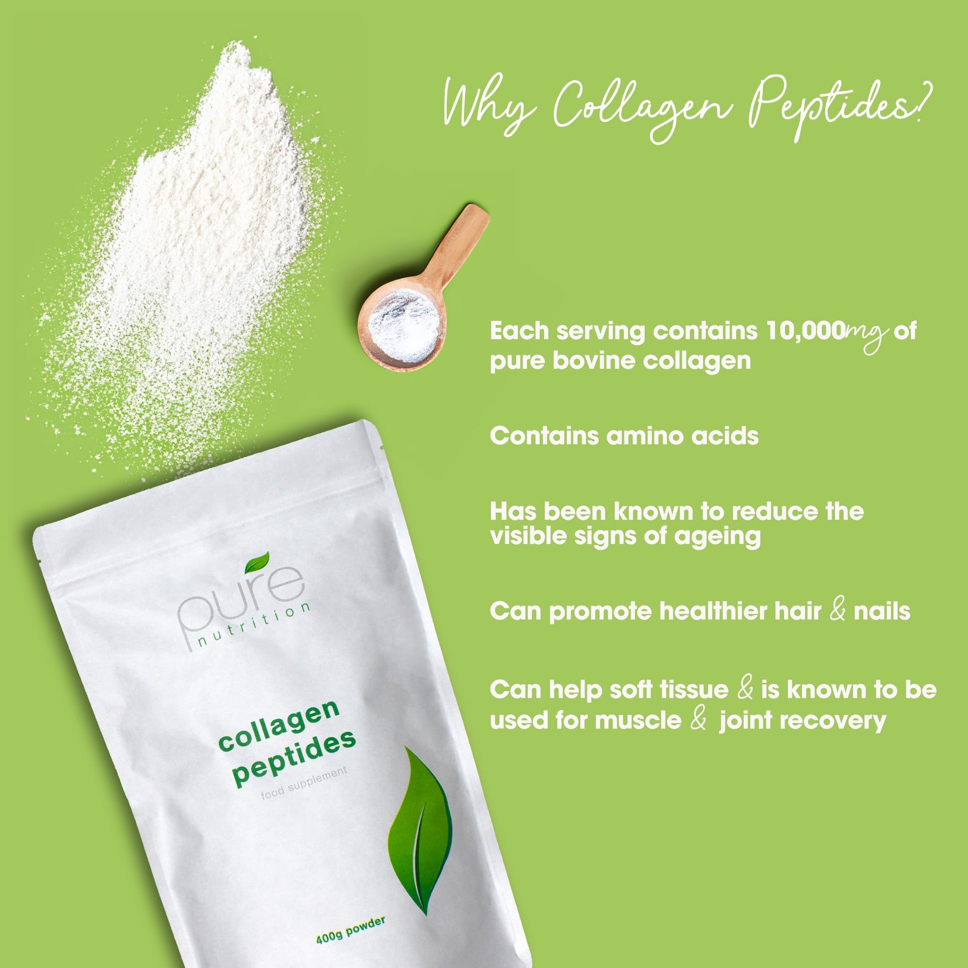 Pure Collagen Powder, Bovine Collagen Peptides Powder by Pure 400g Pure buy supplements canada