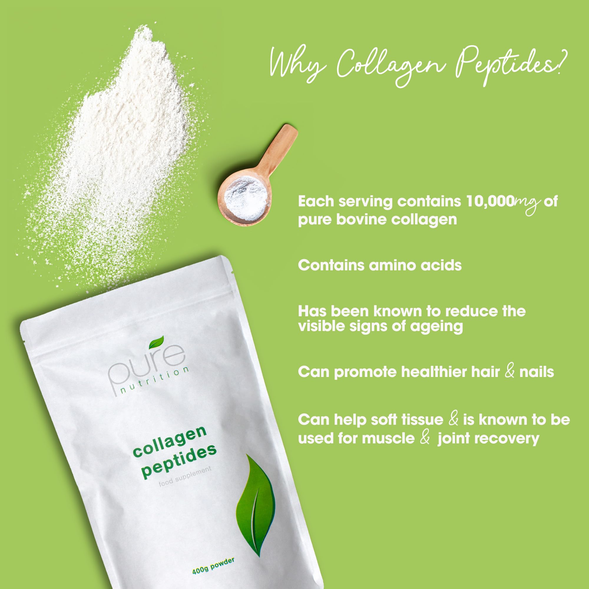 Pure Collagen Powder, Bovine Collagen Peptides Powder by Pure 400g Pure buy supplements canada