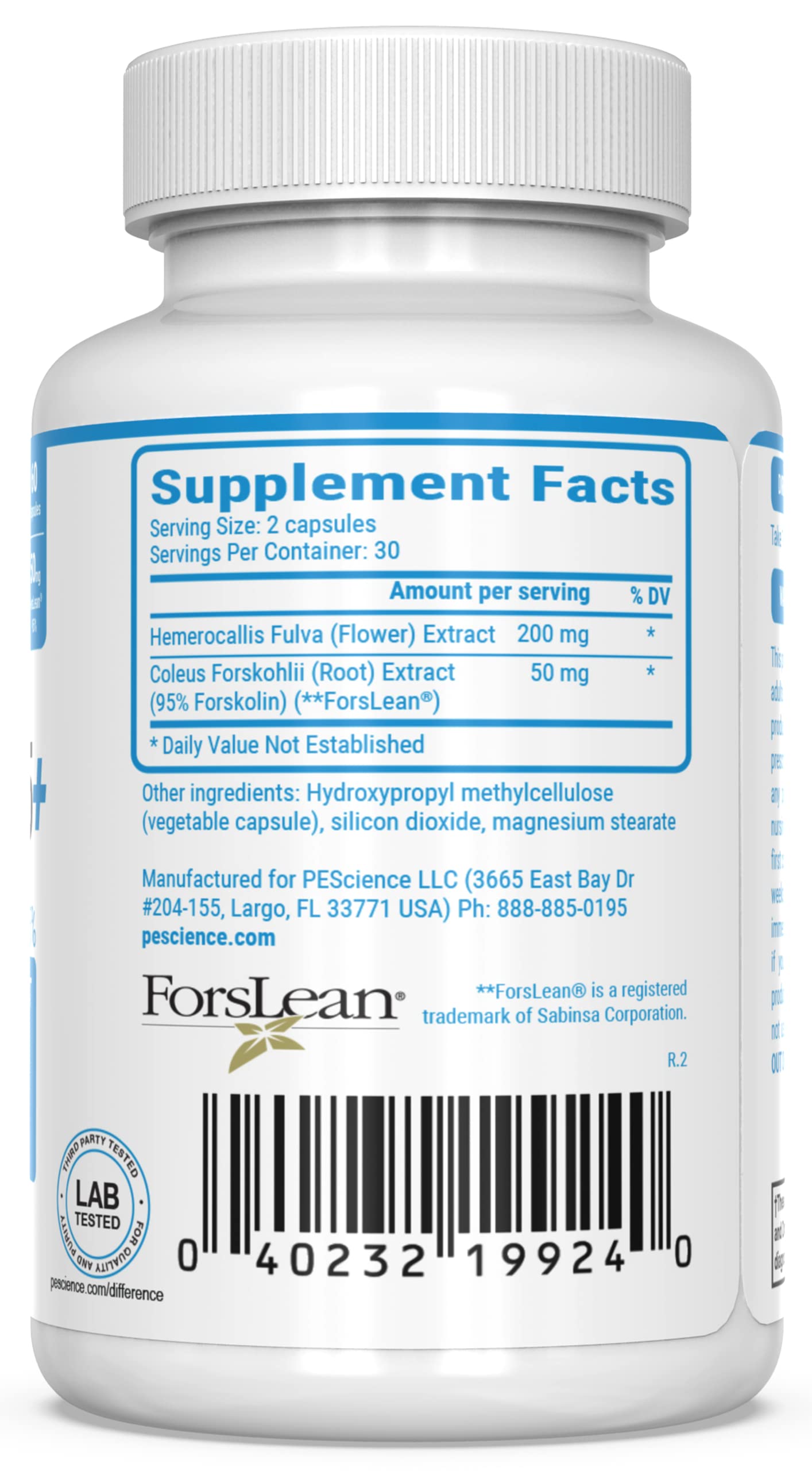 PEScience Forskolin-95+ Capsules, 95% Pure Forskolin from Coleus Forskohlii Extract with Hemerocallis Fulva Extract, Patented ForsLean, 50mg, 60 Count PEScience buy supplements canada