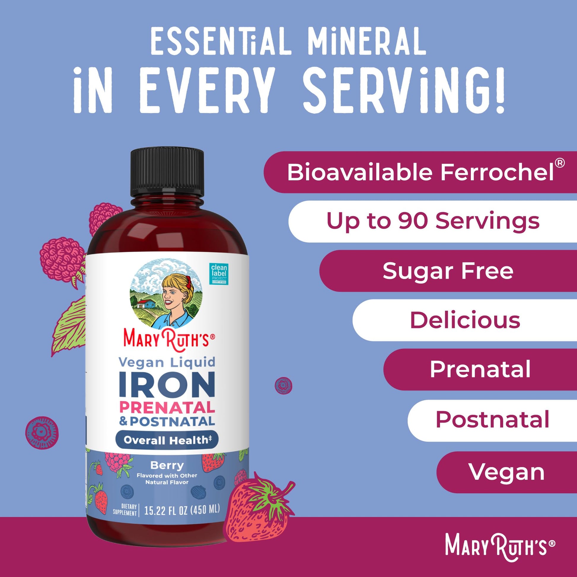 MaryRuth Organics | Liquid Iron Supplement Prenatal & Postnatal for Pregnant & Lactating | Iron Deficiency | Immune Support | Sugar/Gluten Free | Vegan | Non-GMO | 15.22 Fl Oz MARYRUTH'S buy supplements canada