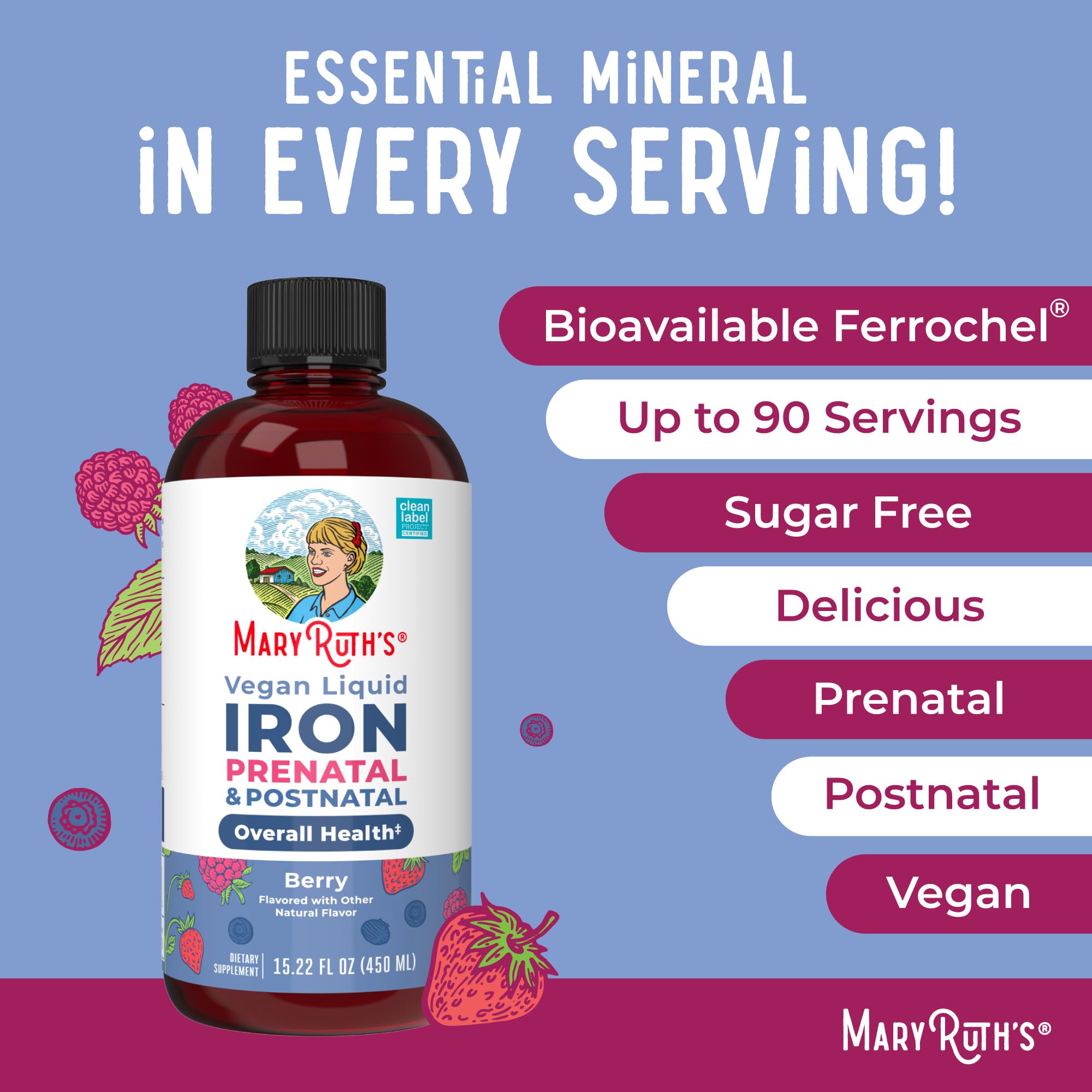 MaryRuth Organics | Liquid Iron Supplement Prenatal & Postnatal for Pregnant & Lactating | Iron Deficiency | Immune Support | Sugar/Gluten Free | Vegan | Non-GMO | 15.22 Fl Oz MARYRUTH'S buy supplements canada