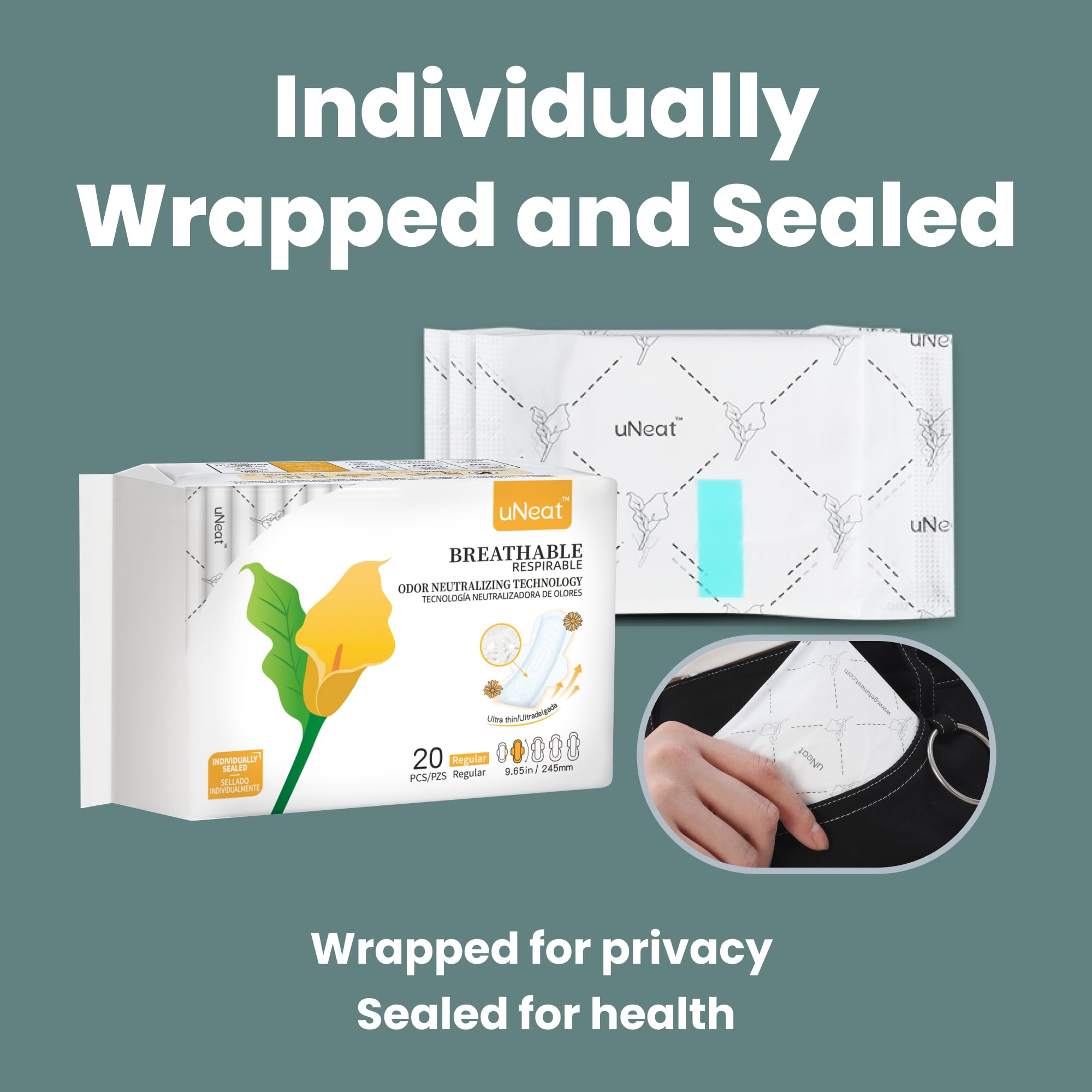 uNeat Regular with Wings Ultra-Thin Sanitary Pads for Women and Teen, Unscented, Eliminates Odor uNeat buy supplements canada