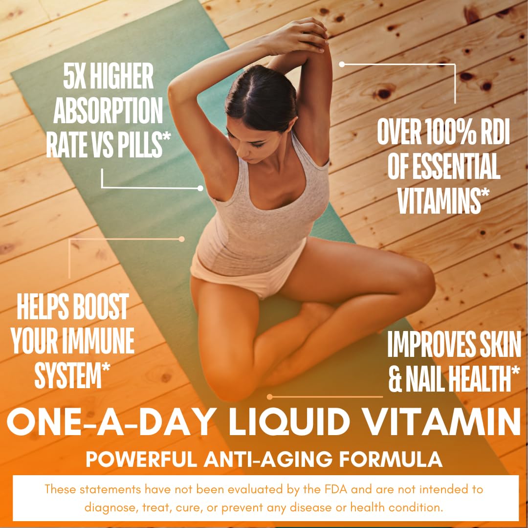 Mega Premium Liquid Multivitamin | Natural Immune Support Vitamin w/ 1333% Vitamin C, 200% D3, Zinc + 20 Vitamins, 70 Minerals, & 21 Amino Acids | Sugar Free | Orange Flavor | 98% Absorption | 32 Serv Tropical Oasis buy supplements canada