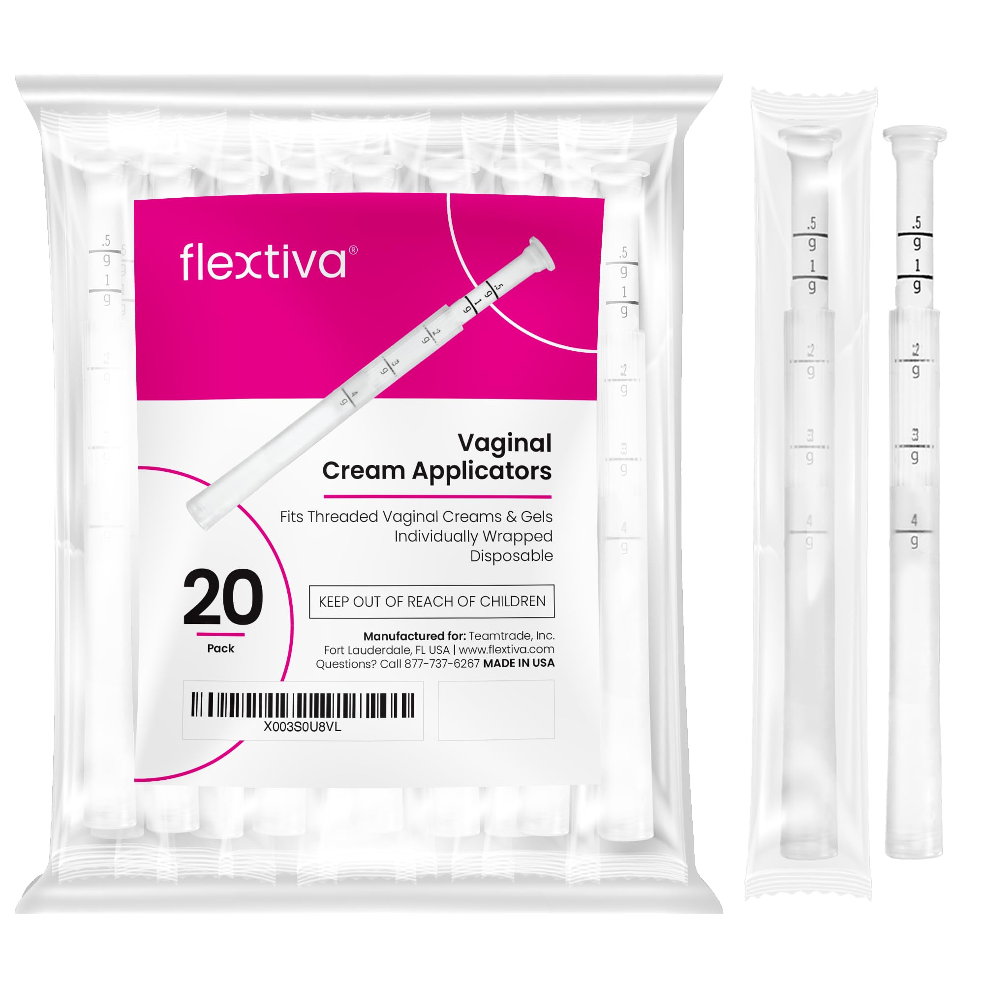 Flextiva Disposable Plastic Vaginal Cream Applicators - Threaded End to Fit OTC Gel or Cream Products Flextiva buy supplements canada