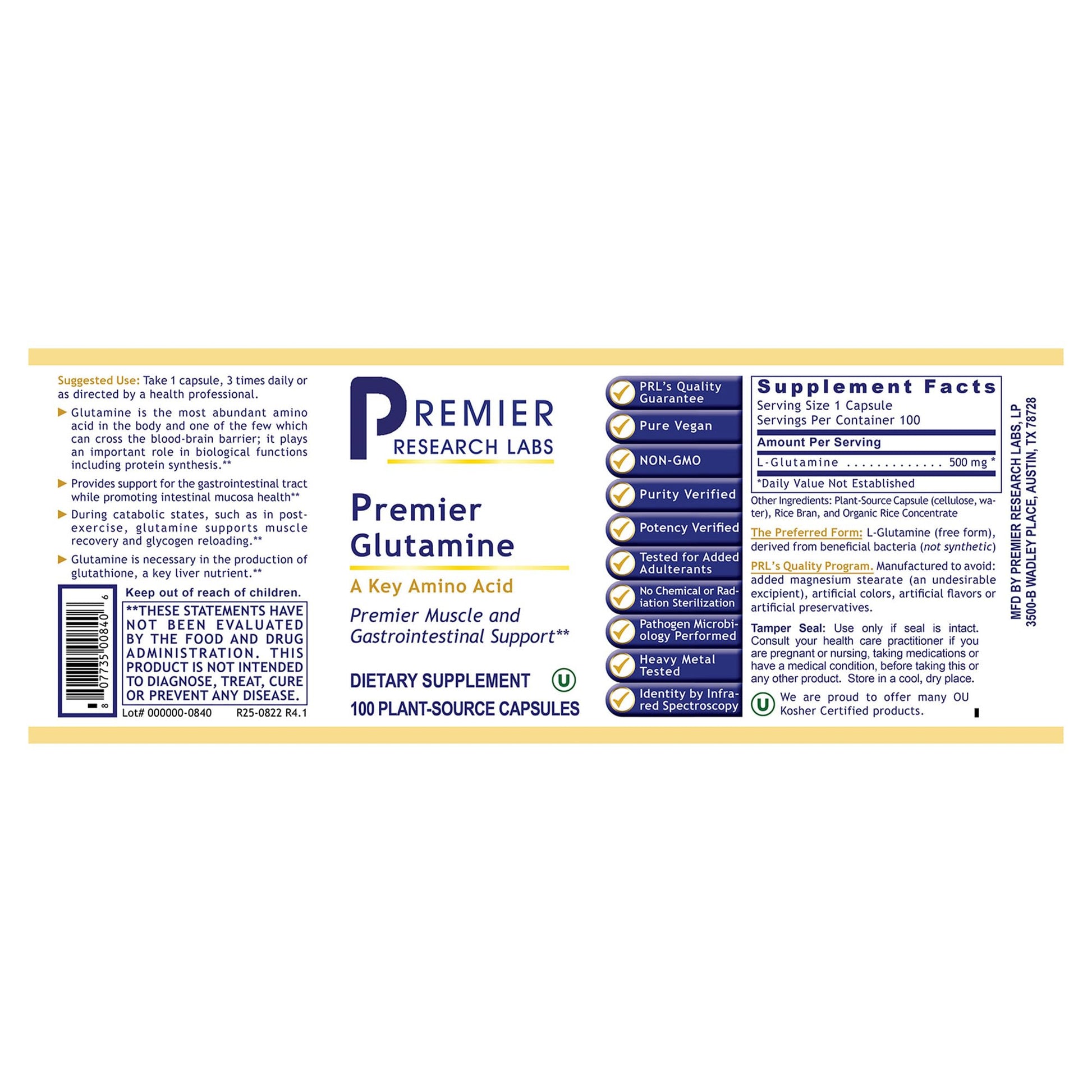 Premier Glutamine by Premier Research Labs --100 caps Premier Research Labs buy supplements canada