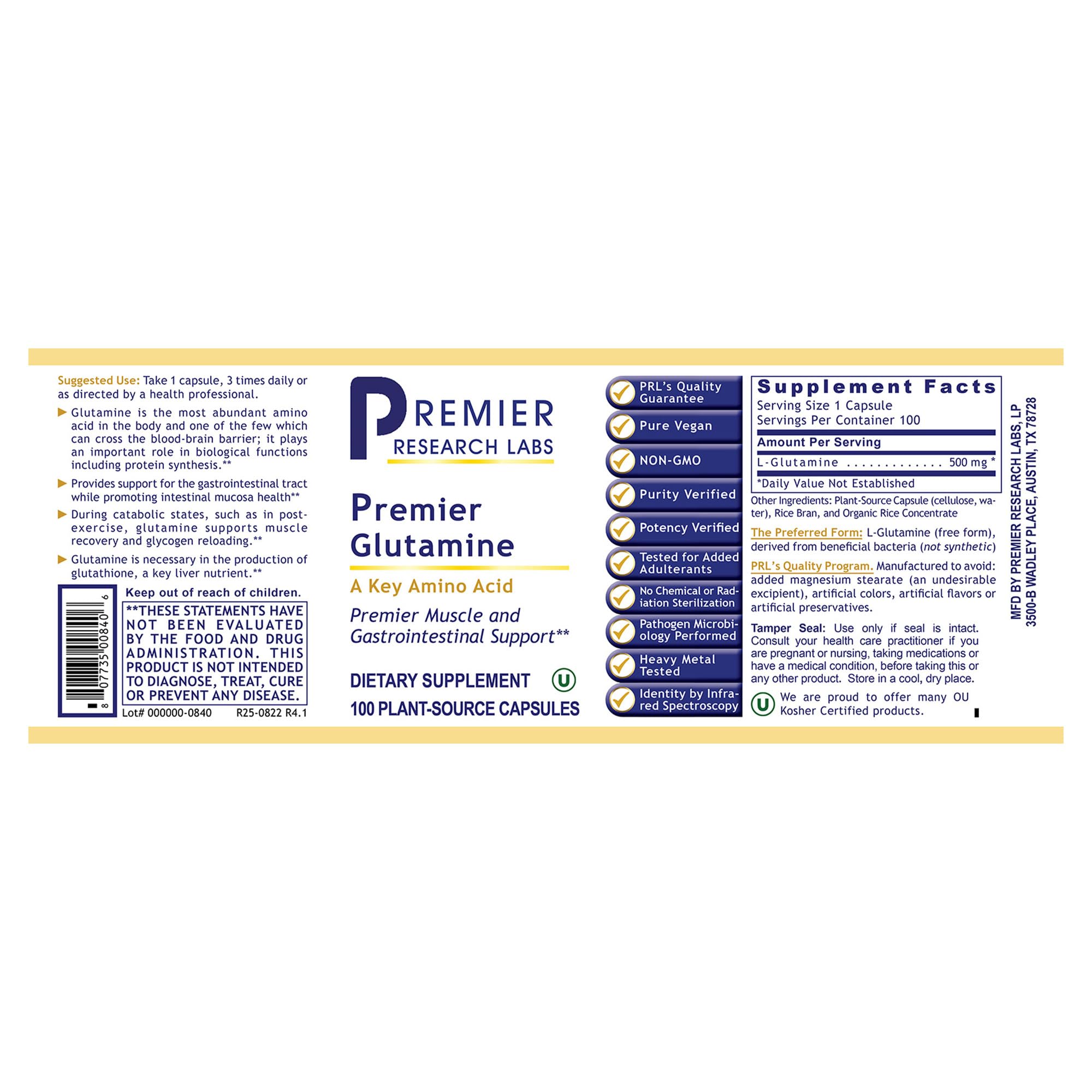 Premier Glutamine by Premier Research Labs --100 caps Premier Research Labs buy supplements canada