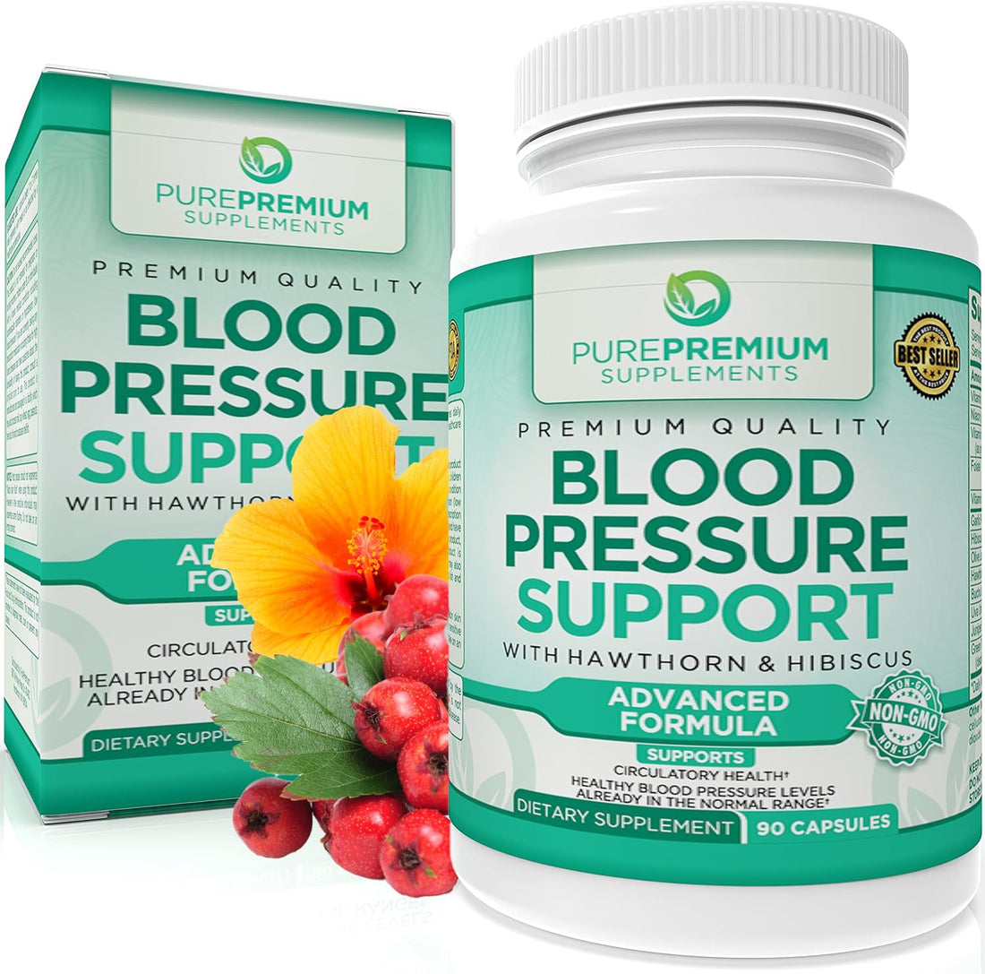PurePremium Blood Pressure Support Supplement with Hawthorn, Hibiscus & Garlic PurePremium Supplements buy supplements canada