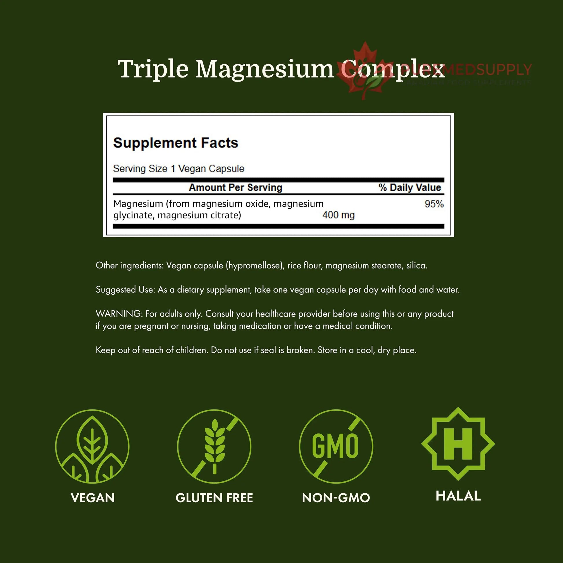 Swanson Triple Magnesium Complex Bone, Nerve, and Muscle Support Supplement for Adults Seeking Optimal Magnesium Absorption - 400 mg (300 Vegan Capsules) Swanson buy supplements canada