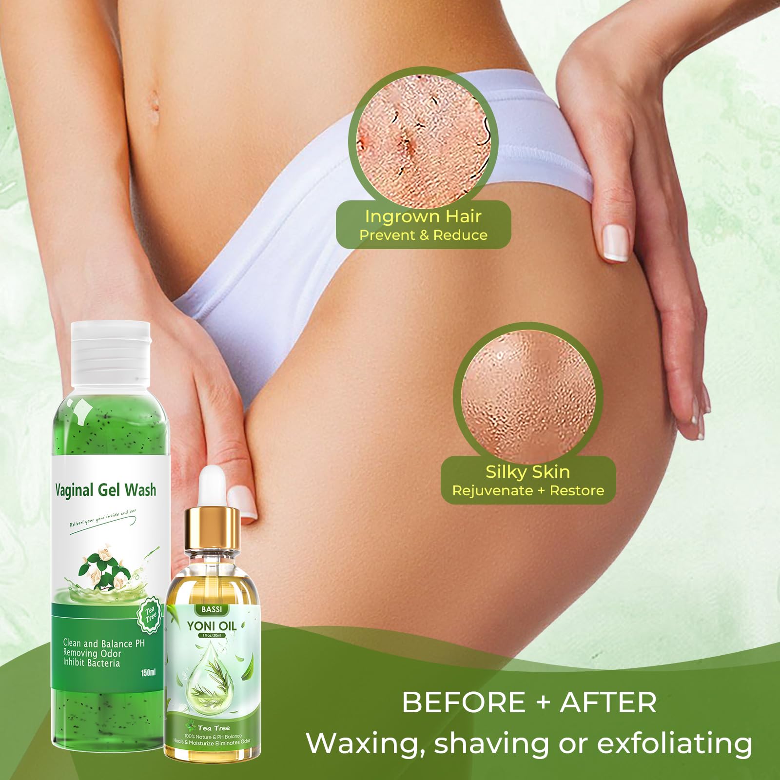 Feminine Wash & Yoni Oil & Yoni Soap Tea Tree Set for Women, Yoni Wash for Vaginal Ph Balance Remove BASSI buy supplements canada