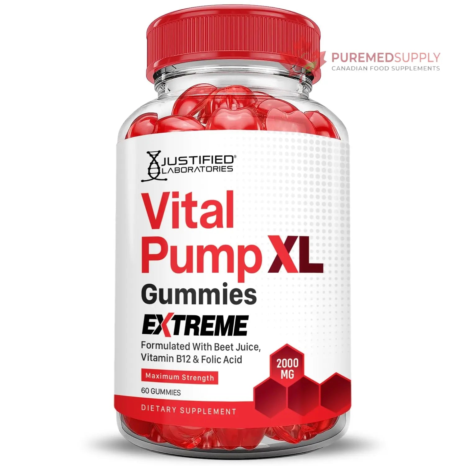 Justified Laboratories (5 Pack) Vital Pump XL Extreme 2000MG Performance Gummies Vital PumpXL Advanced Formula Formulated with Beet Juice ACV Pomegranate Powder B12 Vegan Non GMO 300 Gummys Justified Laboratories buy supplements canada