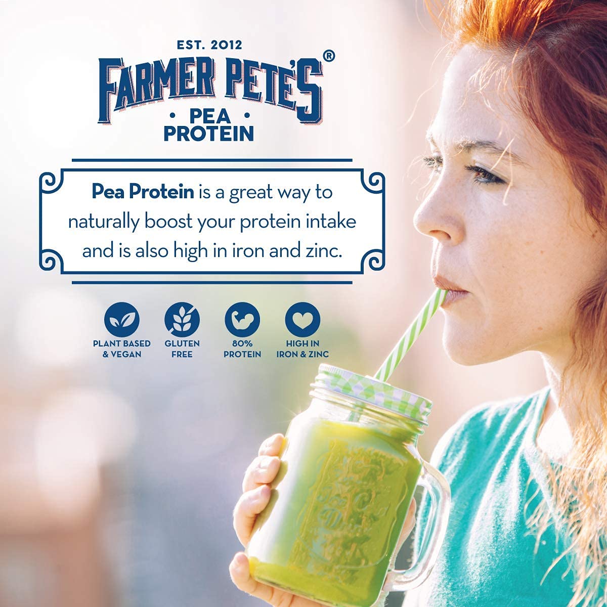 Farmer Pete's Pea Protein Powder 1kg - Dairy Free, Gluten Free, Natural Plant Based Vegan Protein Powder Isolate (1kg) Farmer Pete's buy supplements canada