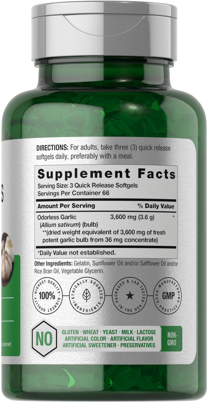 Horbäach Odorless Garlic Softgel Supplement | 200 Count | Ultra Potent Concentrated Herbal Extract | Non-GMO & Gluten Free Horbäach buy supplements canada