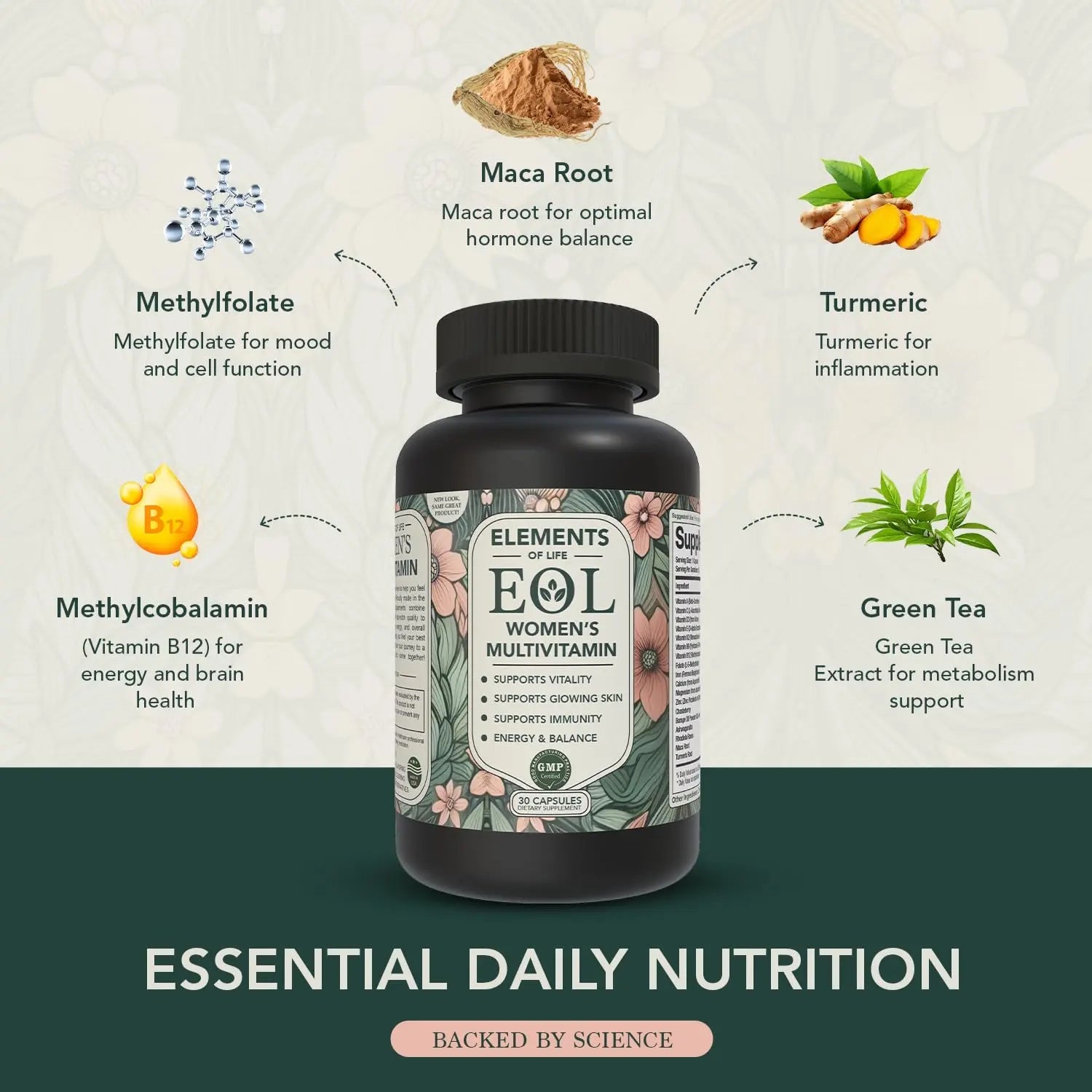 Elements of Life Multivitamin for Women – Daily Women’s Vitamins with MethyFolate, Organic Ingredients & Natural Supplements for Energy Elements of LIfe buy supplements canada