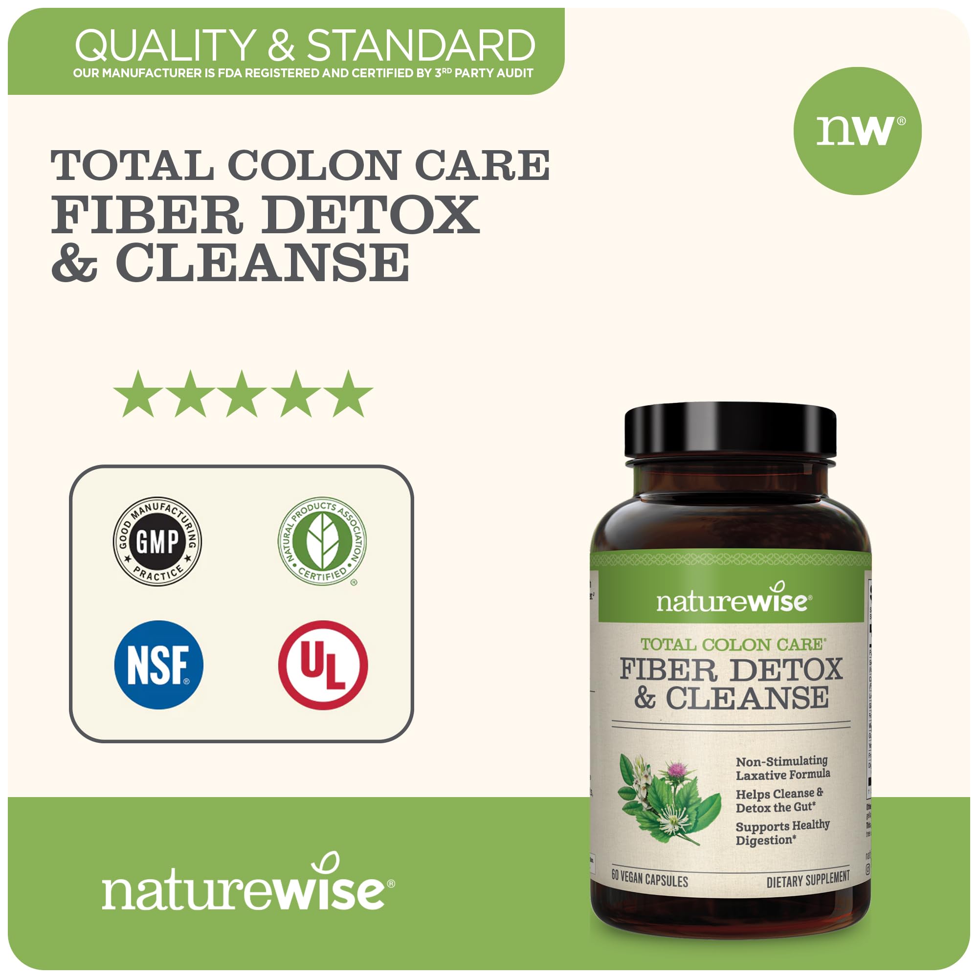 NatureWise Total Colon Care Fiber Cleanse with Herbal Laxatives, Prebiotics, & Digestive NatureWise buy supplements canada