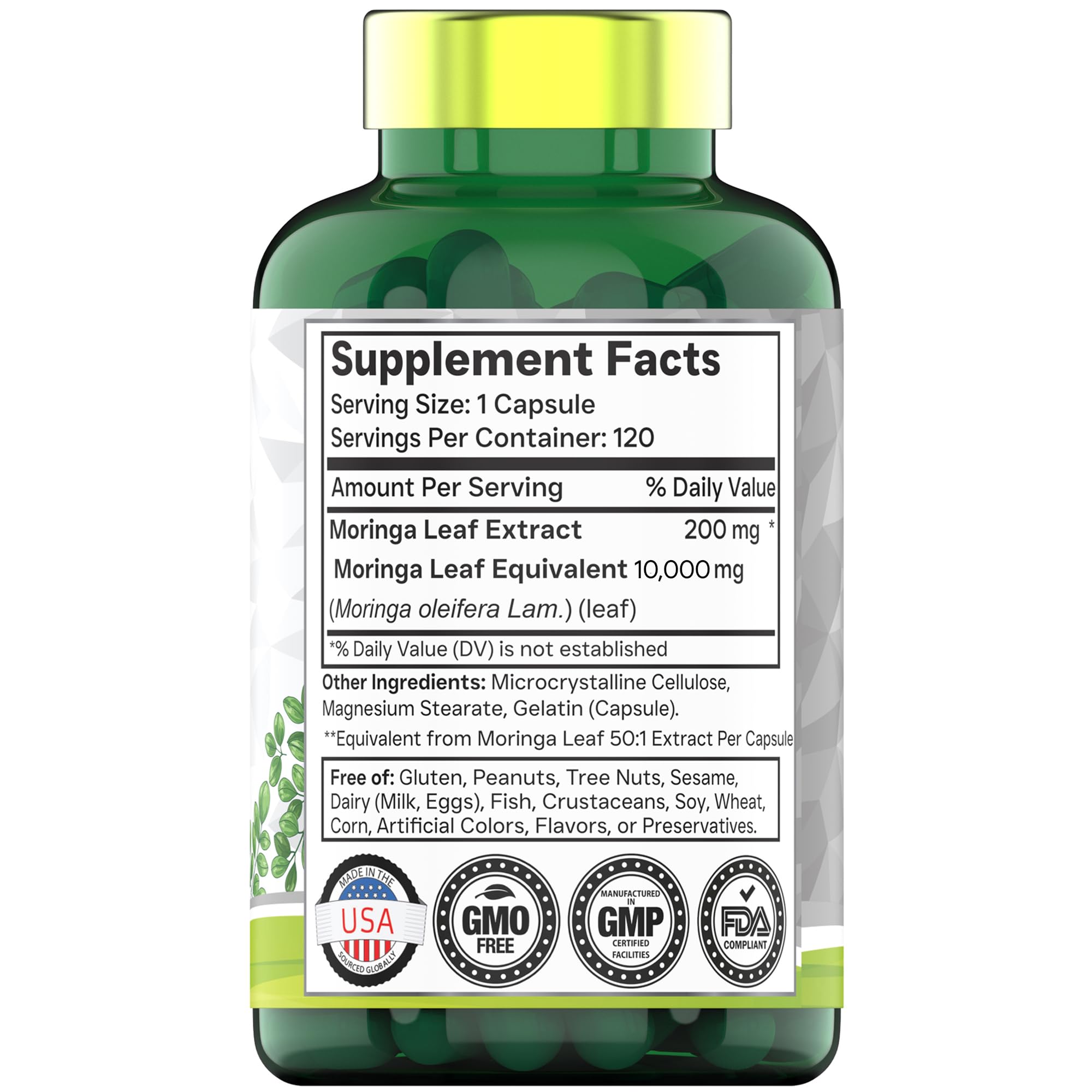 tnvitamins Moringa Capsules 10,000 mg - 120 Capsules | High Potency Moringa Leaf Extract Superfood Supplement for Energy tnvitamins buy supplements canada