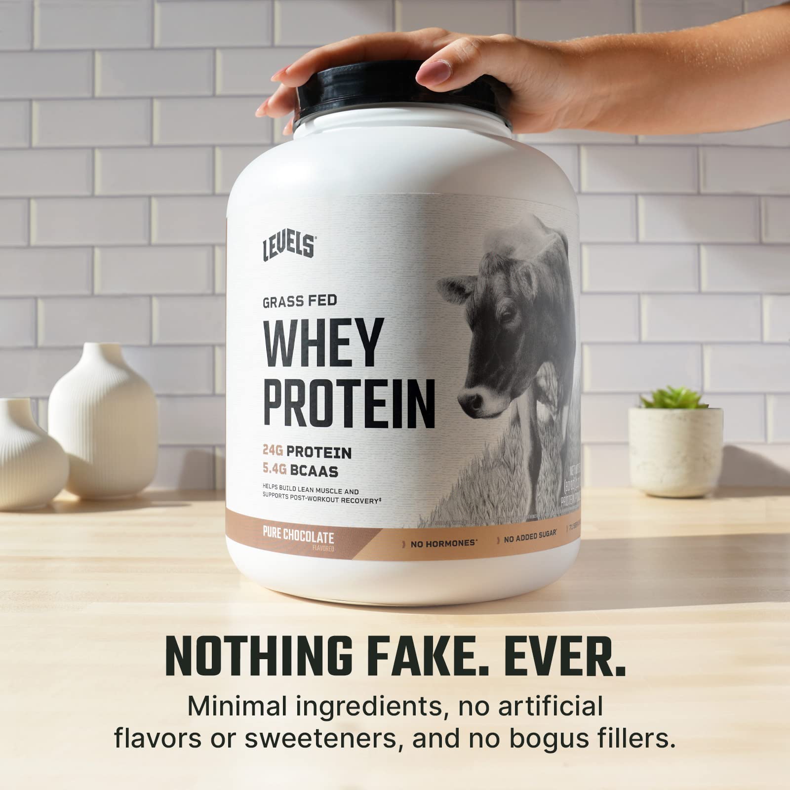 Levels Grass Fed 100% Whey Protein, No Hormones, Pure Chocolate, 5LB Levels Nutrition buy supplements canada