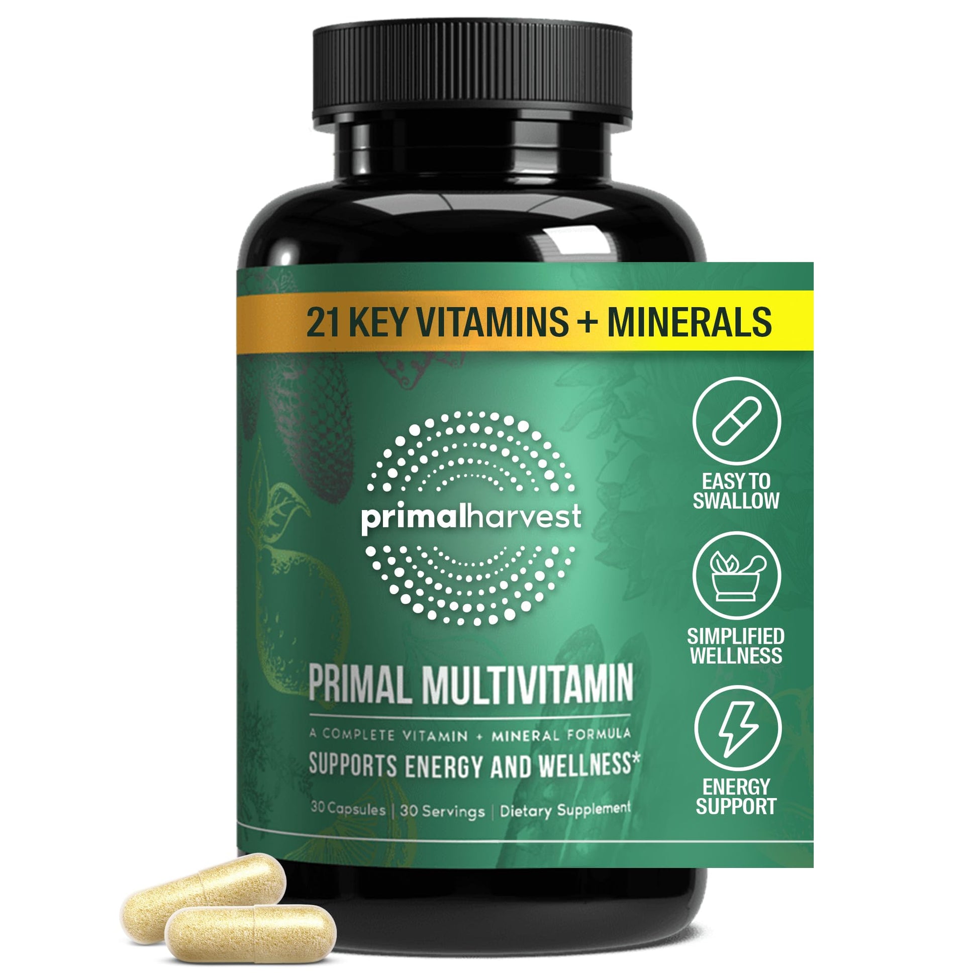 Primal Harvest Primal Multivitamin - Daily Multi-Vitamin Supplement with 21 Essential Vitamins & Minerals for Women & Men - Vitamin A, C, D, E, B12, B6 Primal Harvest buy supplements canada