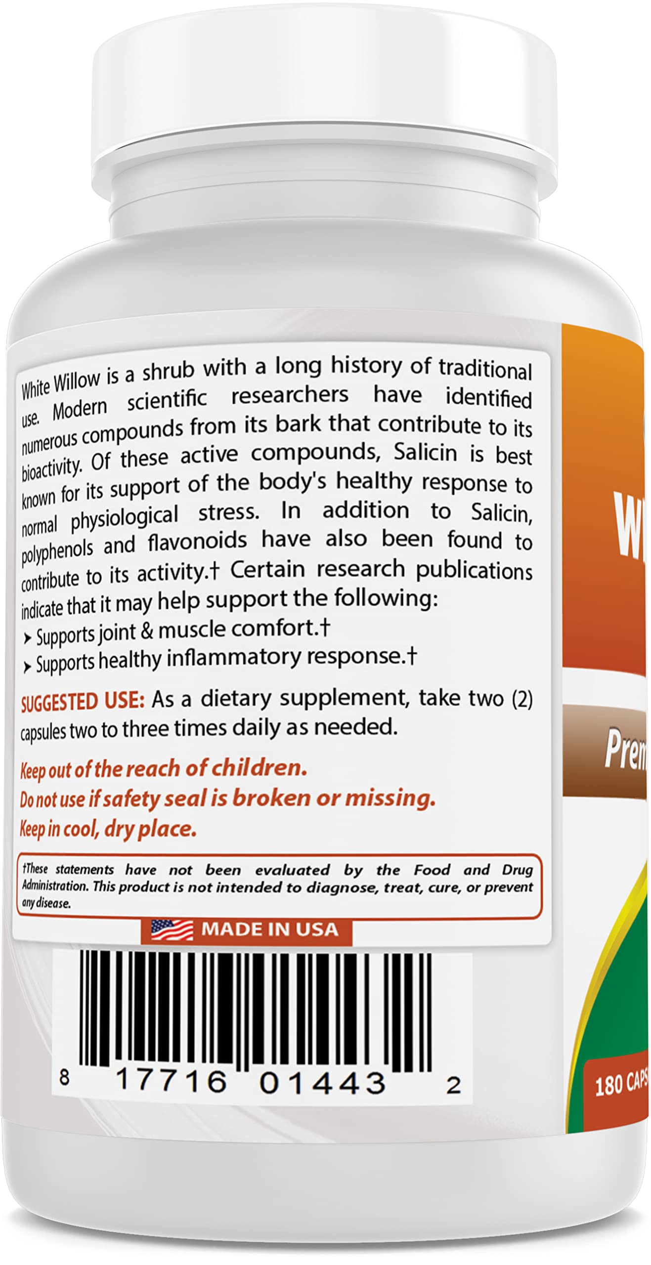 Best Naturals White Willow Bark 400 mg 180 Capsules (180 Count (Pack of 2)) Best Naturals buy supplements canada