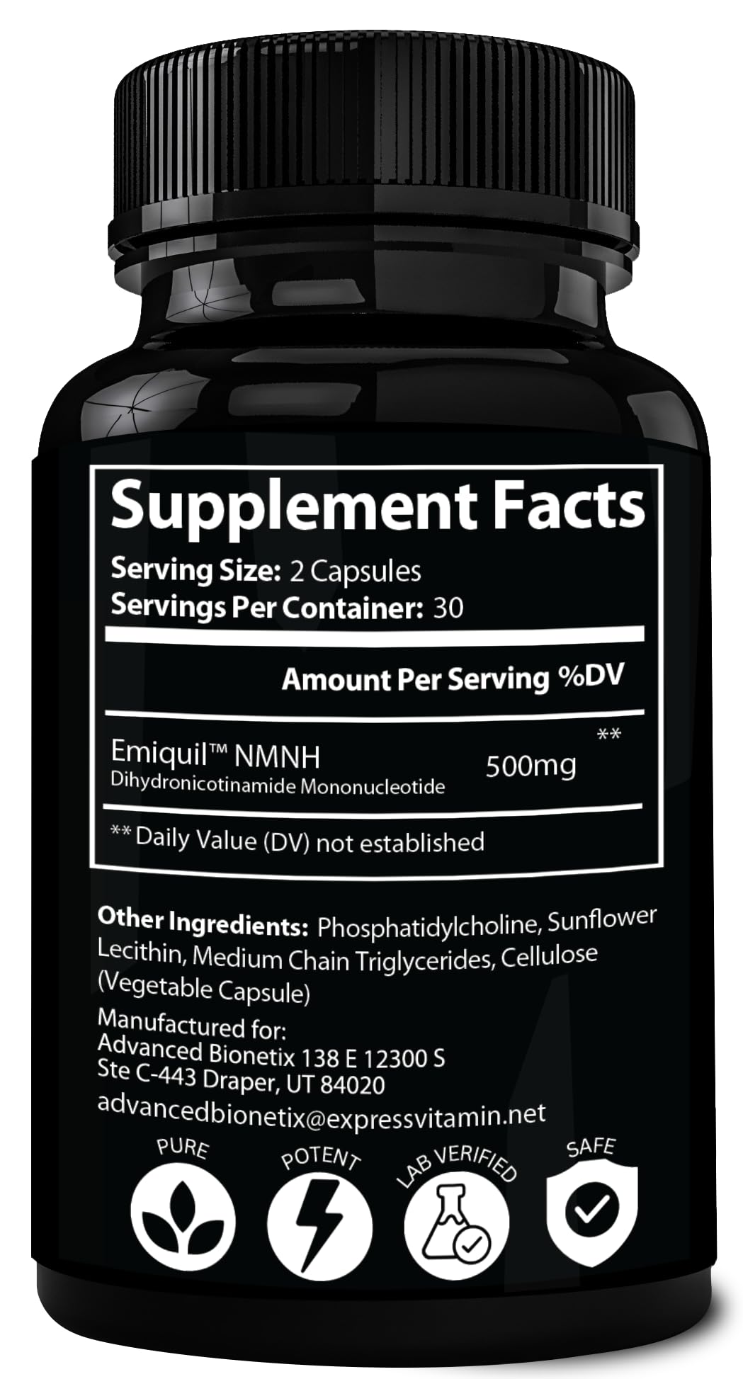 Advanced Bionetix Liposomal NMNH 500mg Per Serving -NMN Supplement Alternative- 60 Capsules (Dihydronicotinamide Mononucleotide) NAD Supplement to Boost NAD+ Levels for Anti Aging (60) Advanced Bionetix buy supplements canada