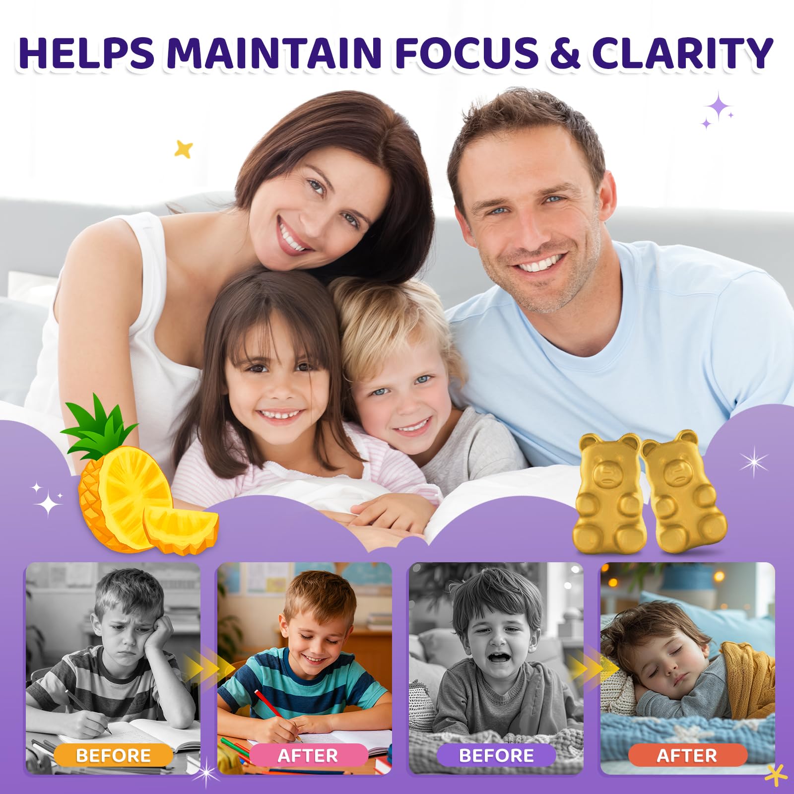 Saffron Gummies for Kids & Adults, 20-in-1 Saffron Supplements with 88.5mg Saffron Extract, B6, B12, C, D3, Magnesium for Calm, Focus, Nerve, Sugar Free, Vegan, Non-GMO - Pineapple Flavor, 60 Counts CFILIHTC buy supplements canada