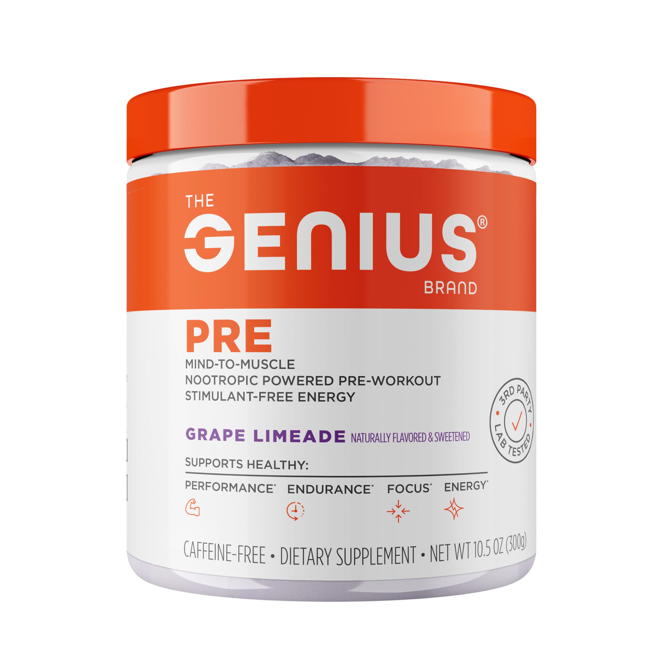 Genius Pre Caffeine-Free Pre Workout Boosted Energy, Focus, Performance Nootropic Formula AlphaSize, Citrulline Malate, CarnoSyn Beta Alanine Endurance, Stamina, Recovery, 20 Servings - Grape Limeade The Genius Brand buy supplements canada
