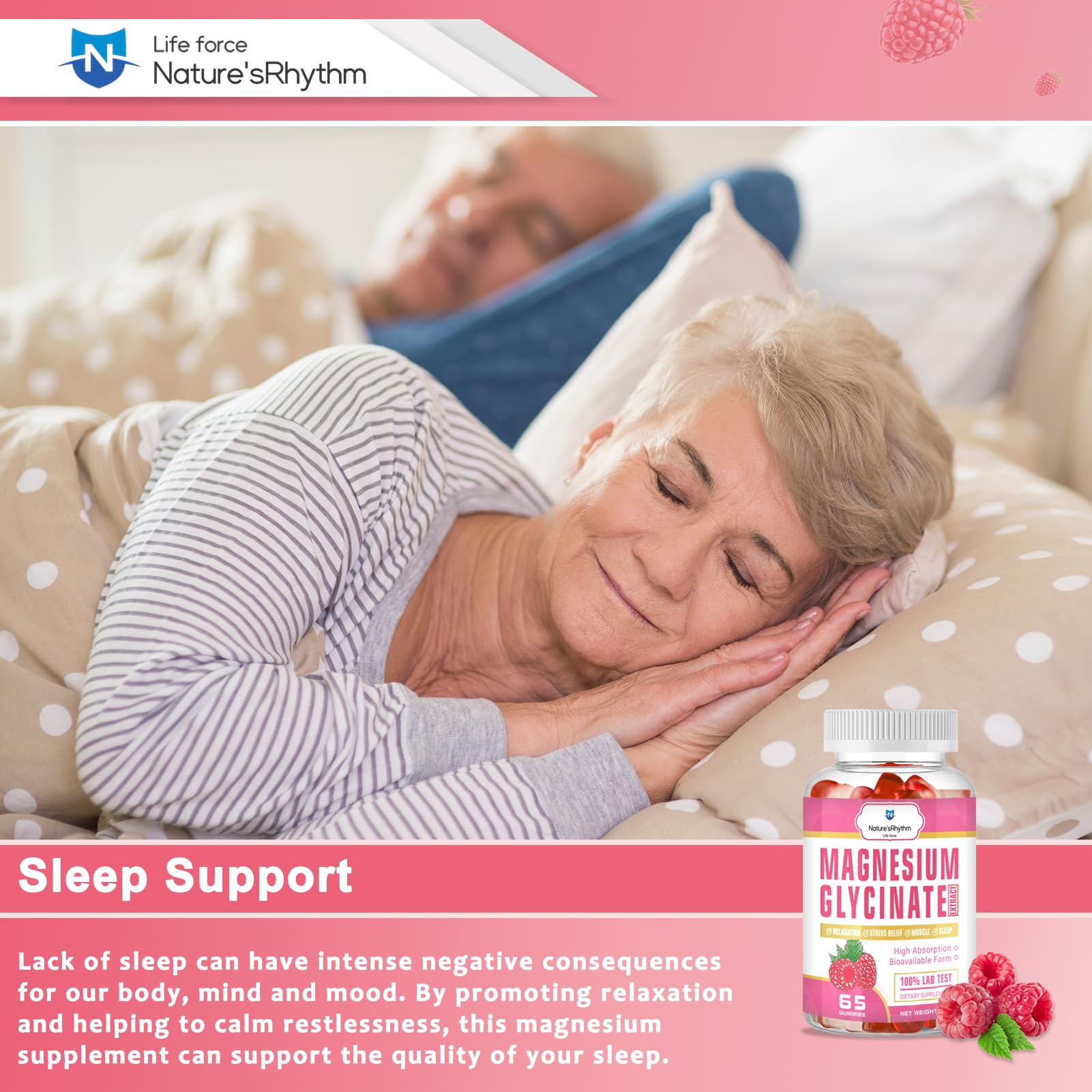 Nature‘s Rhythm Magnesium Gummies 500mg - 65 Ct | Magnesium Glycinate Supplements for Relaxation, Stress Relief, and Sleep for Adults & Kids Tasty and Tangy Raspberry Flavor Nature'sRhythm buy supplements canada