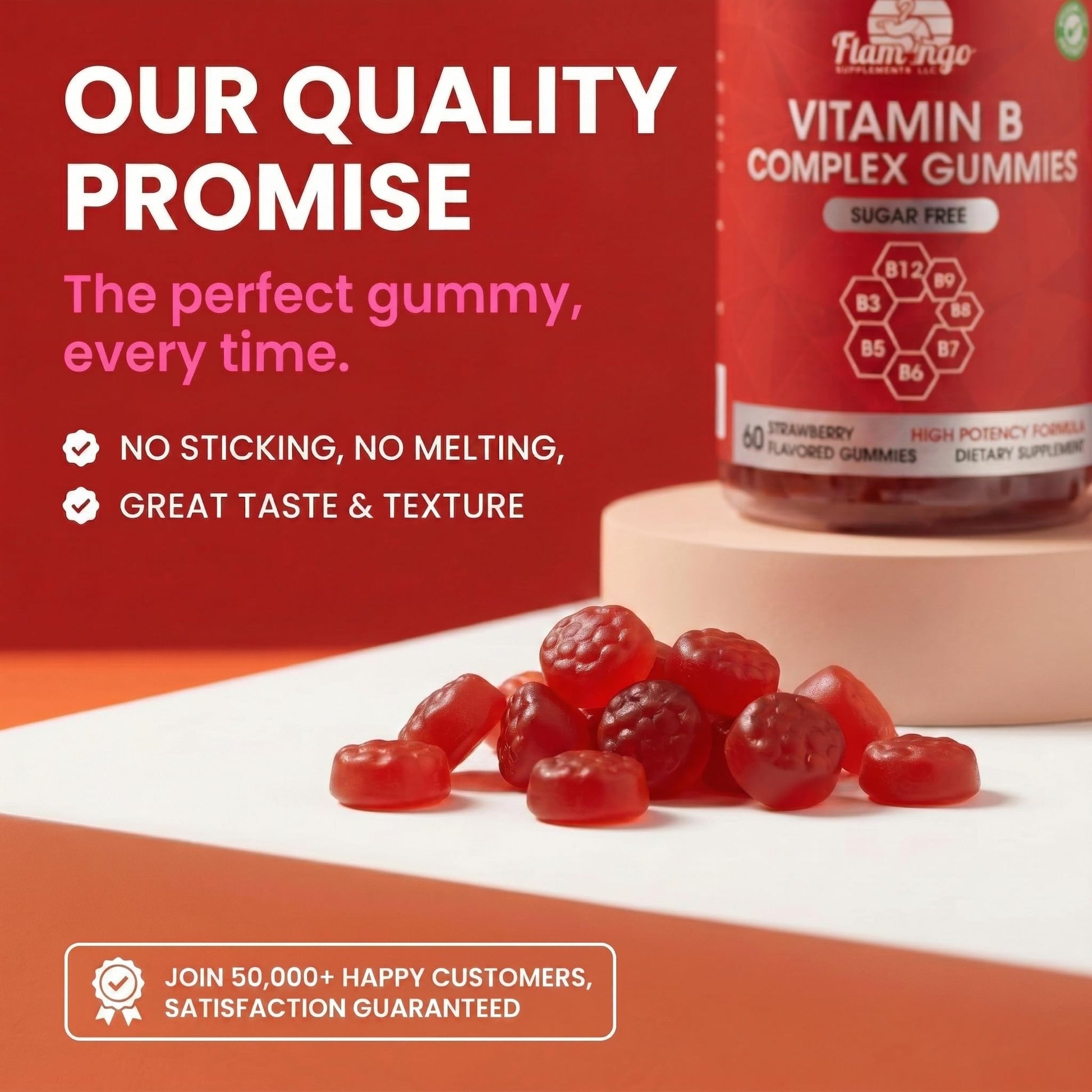 Sugar Free Vitamin B Complex Gummies - Vitamin B12, B7, B6, B3 (Niacin), B5, B8, B9 (Folate)- Third Party Tested- Prenatal, Vegan Diet, Older Adults Flamingo Supplements buy supplements canada