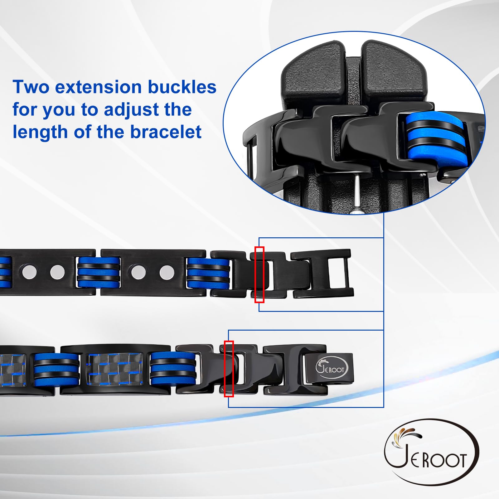 JEROOT Magnetic Bracelets for Men, Blue Carbon Fiber Pure Titanium Magnetic Bracelet JEROOT buy supplements canada