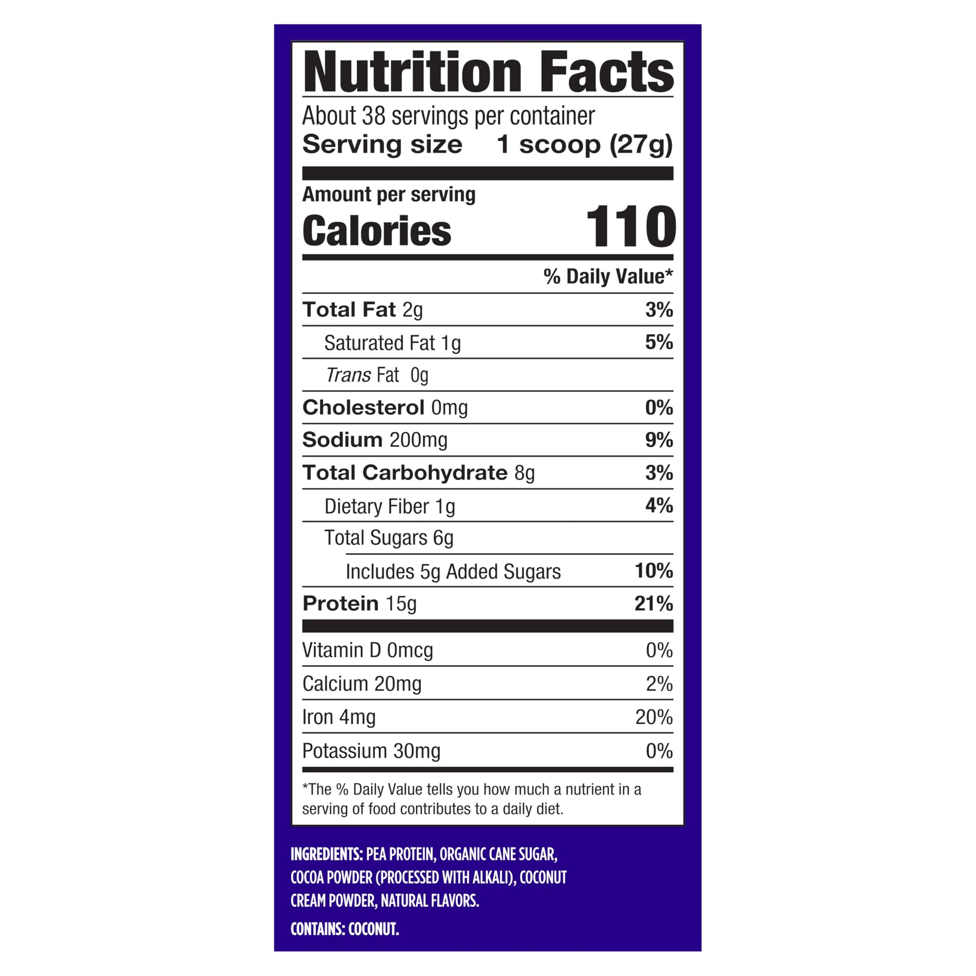 Vega Protein Made Simple - 15g Plant-Based Pea Protein, Chocolate, 39 Servings, Stevia Free, No Artificial Sweeteners or Gums, Non-GMO, Gluten Free, Vega buy supplements canada