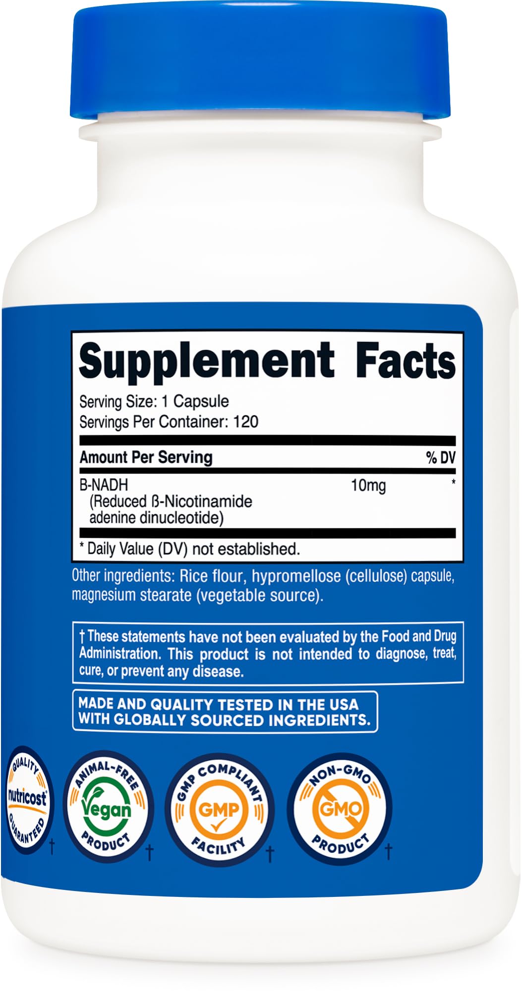 Nutricost NADH 10mg Per Serving 120 Capsules - B-Nicotinamide Adenine Dinucleotide, Vegan, Gluten-Free Nutricost buy supplements canada