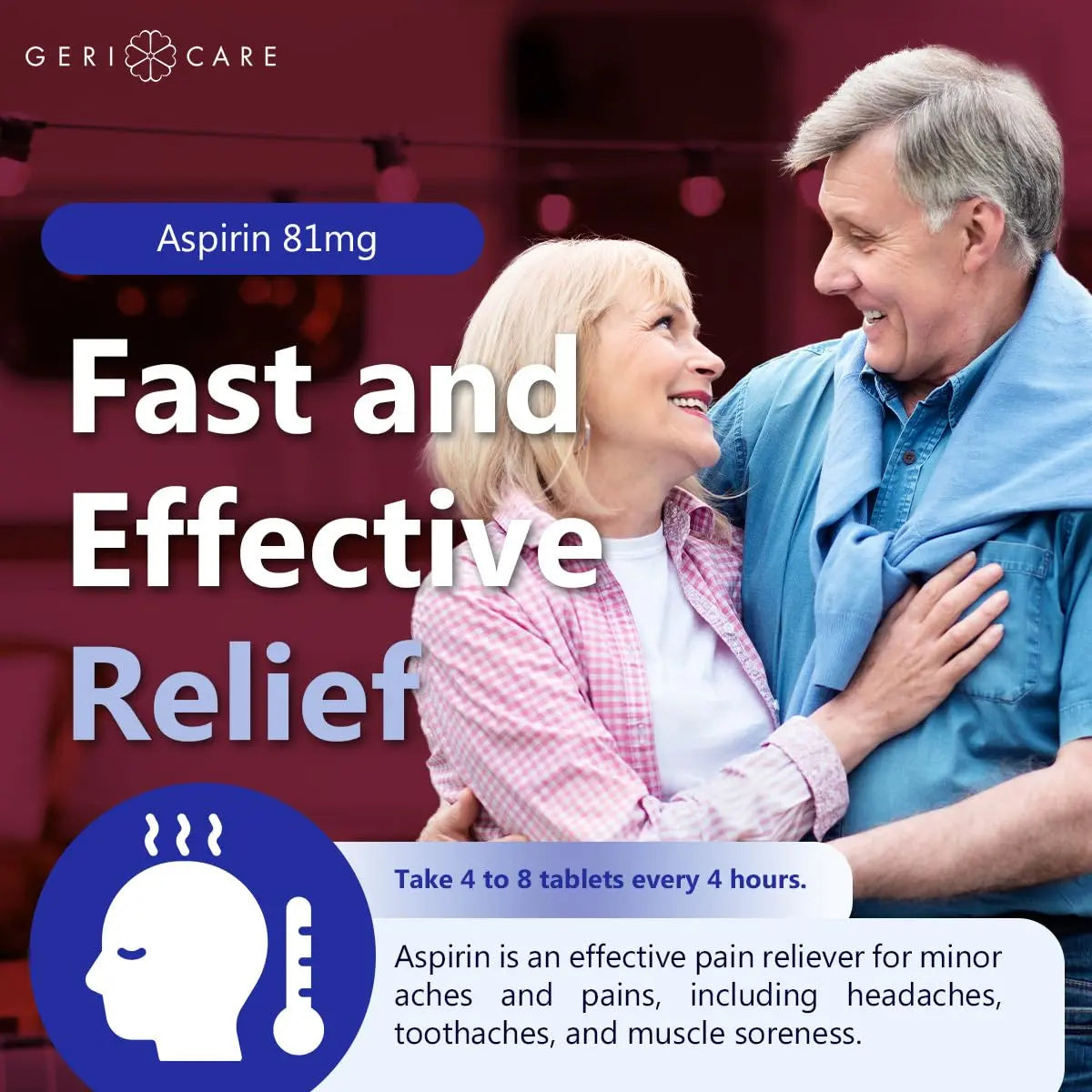 GeriCare Aspirin 81mg Adult Low Dose, Pain Reliever - Enteric Coated Tablets for Enhanced Absorption and Gentle Digestion – Supports Blood Flow, Reduces Inflammation, 300 Count (Pack of 1) GeriCare buy supplements canada