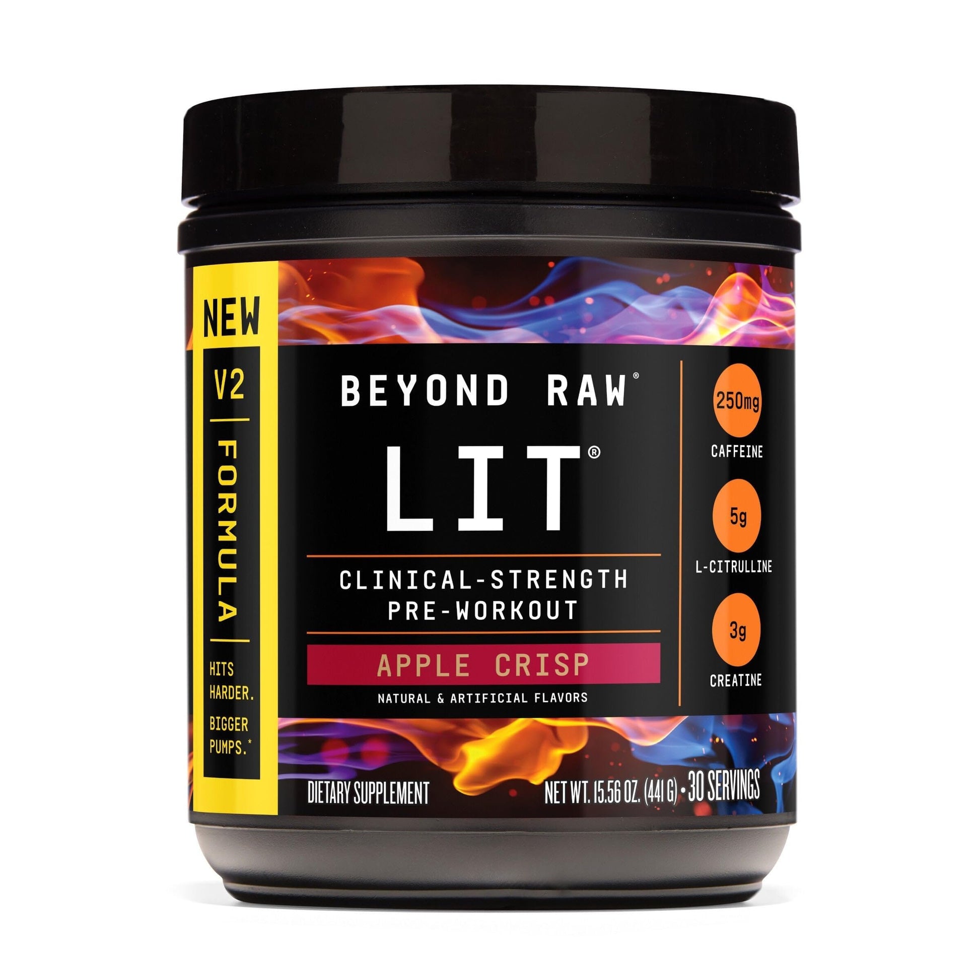 BEYOND RAW LIT V2 Clinical Strength Pre Workout Powder, Hits Harder, Bigger Pumps, Caffeine, L-Citrulline, Creatine, Apple Crisp, 30 Servings BEYOND RAW buy supplements canada