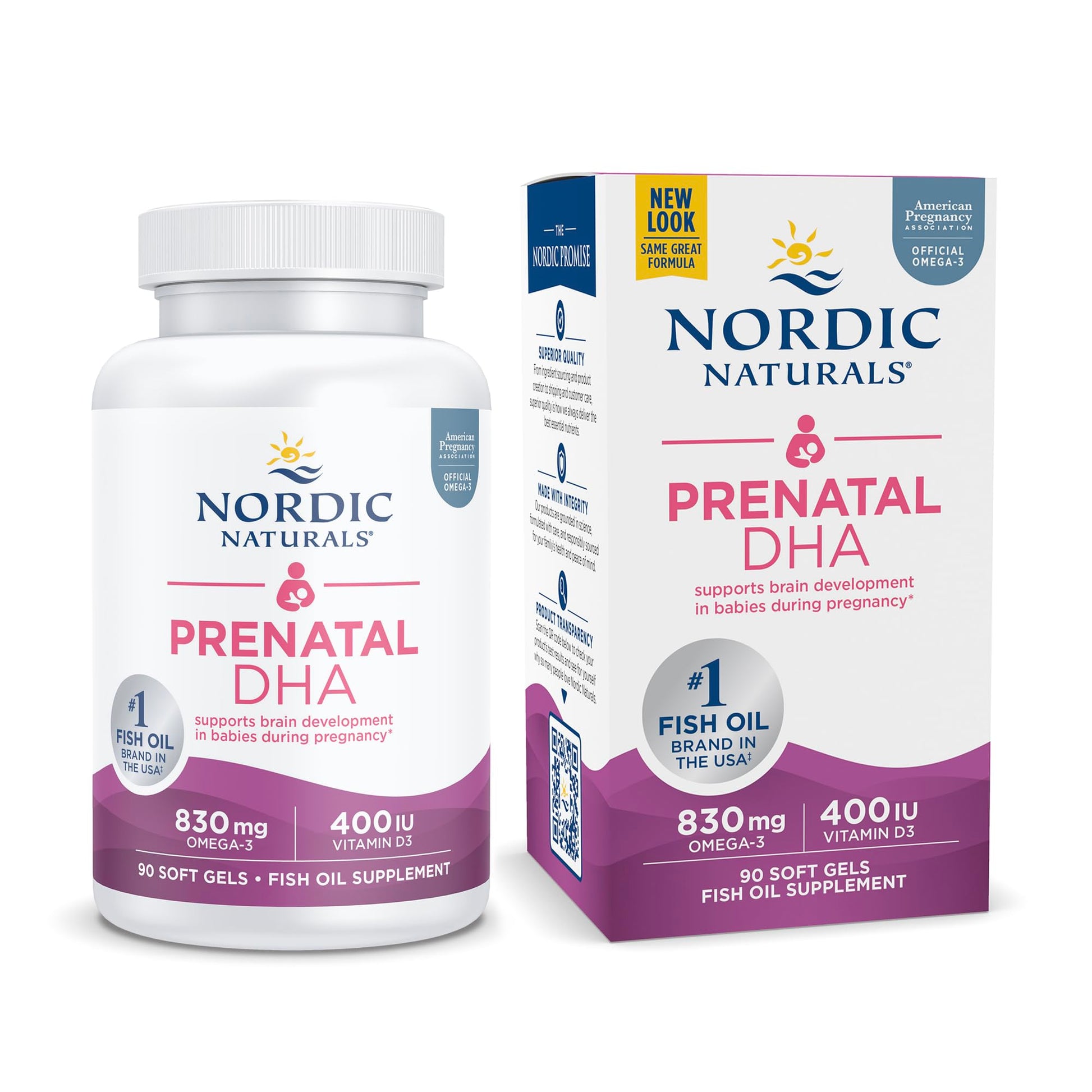 Nordic Naturals Prenatal DHA, Unflavored - 830 mg Omega-3 + 400 IU Vitamin D3 - 90 Soft Gels - Supports Brain Development in Babies During Pregnancy & Lactation - Non-GMO - 45 Servings Nordic Naturals buy supplements canada