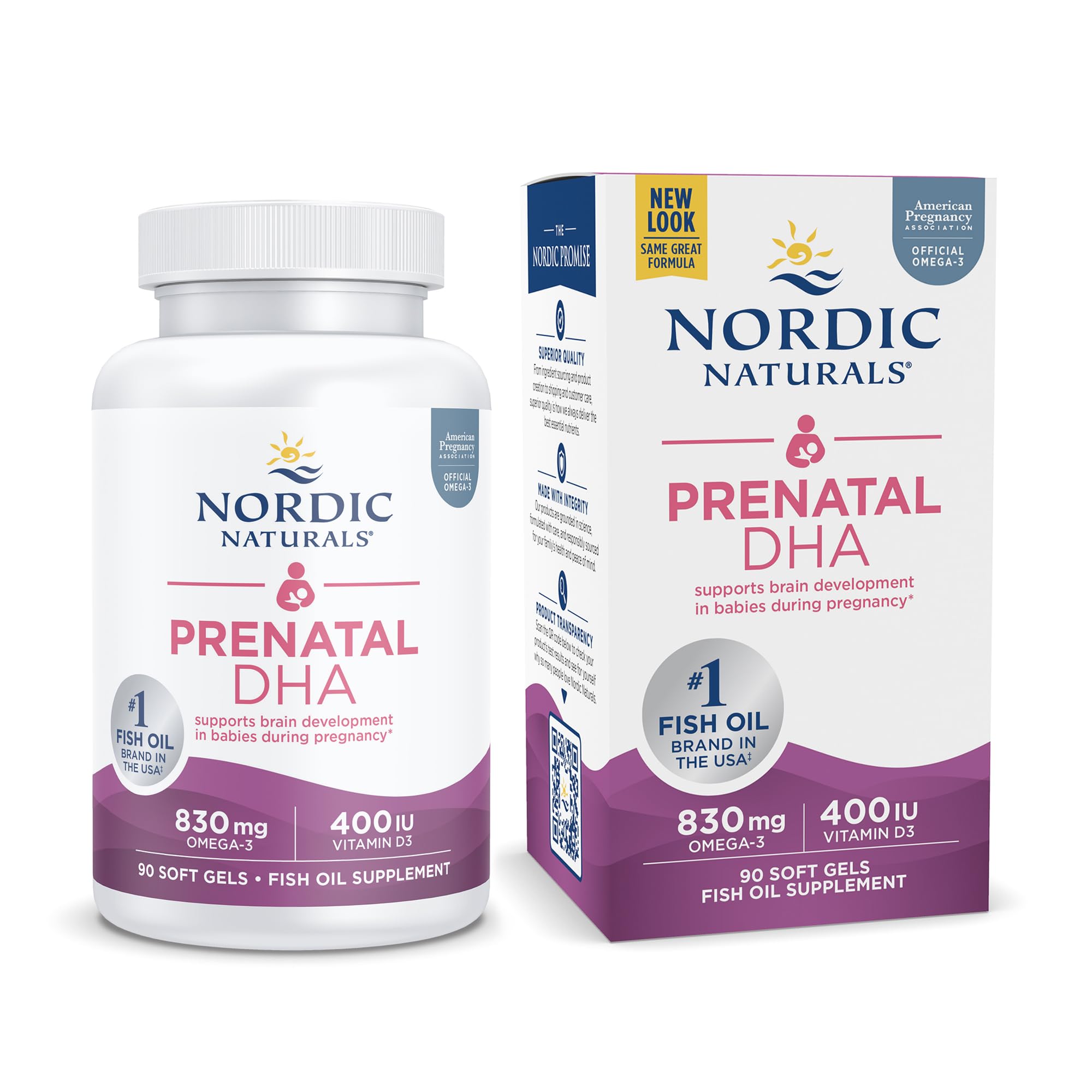 Nordic Naturals Prenatal DHA, Unflavored - 830 mg Omega-3 + 400 IU Vitamin D3 - 90 Soft Gels - Supports Brain Development in Babies During Pregnancy & Lactation - Non-GMO - 45 Servings Nordic Naturals buy supplements canada
