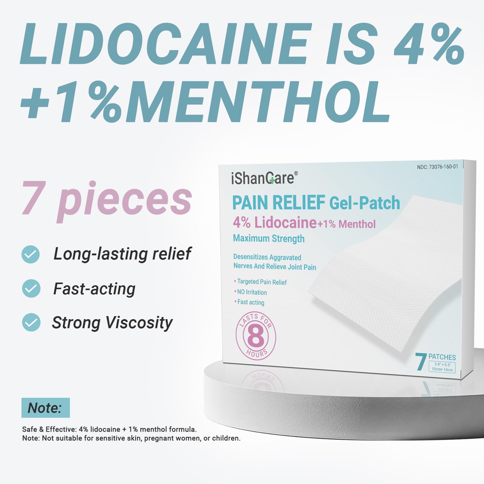 ishancare Lidocaine 4% + Menthol 1% Patches 14Count Fast Acting Maximum Strength Back Neck, Shoulders, Knees, Elbows Pain Relief - Temporary Nerve & Joint Pain Solution ishancare buy supplements canada