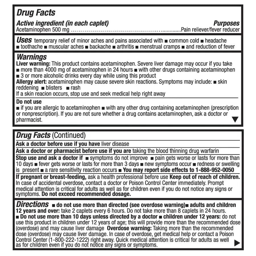 HealthA2Z® Extra Strength Pain Relief | Acetaminophen 500mg | Contains No Aspirin | Fever Reducer | Pain Reliever (500 Count (Pack of 1)) HealthA2Z buy supplements canada