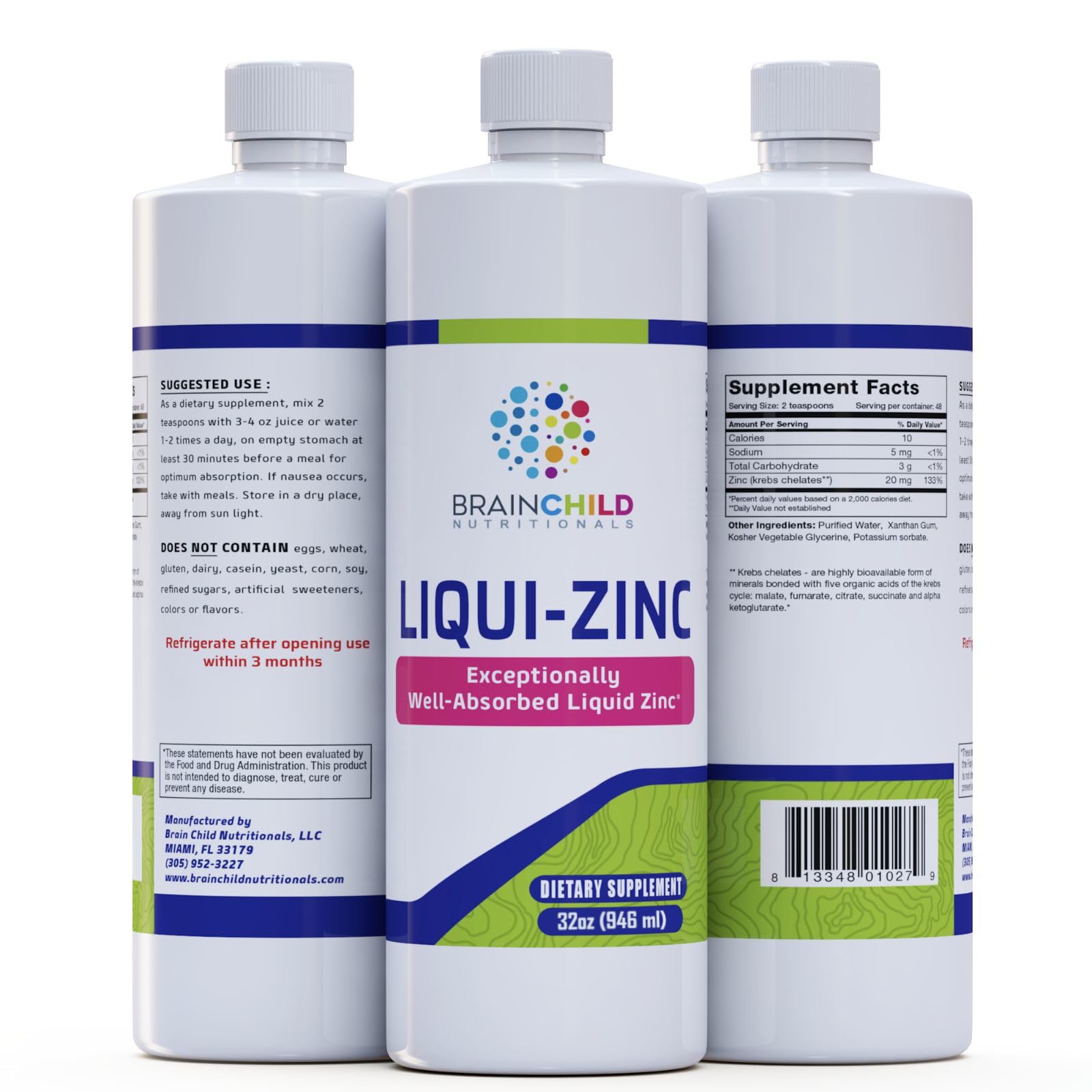 BrainChild Nutritionals LiquiZinc Liquid Formula (Unflavored 32oz) BrainChild Nutritionals buy supplements canada