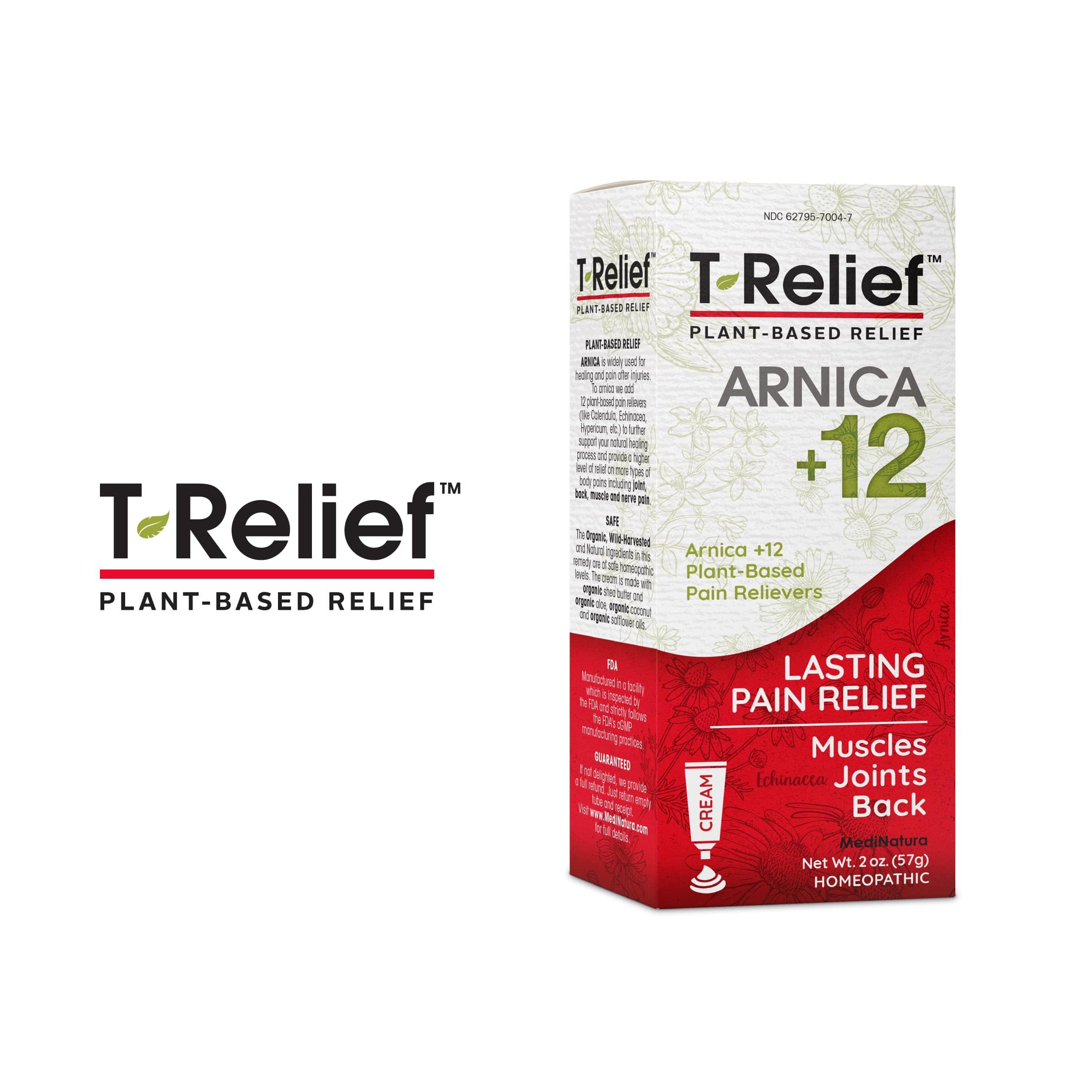 MediNatura T-Relief Extra Strength Discomfort Relief-Naturally-Soothing Cream That Supports Sore Joints-Stiffness & Body Ache Aid-Homeopathic Herbal Rub-Fast-Absorbing & Non-Sticky Lotion - 2 oz MediNatura buy supplements canada