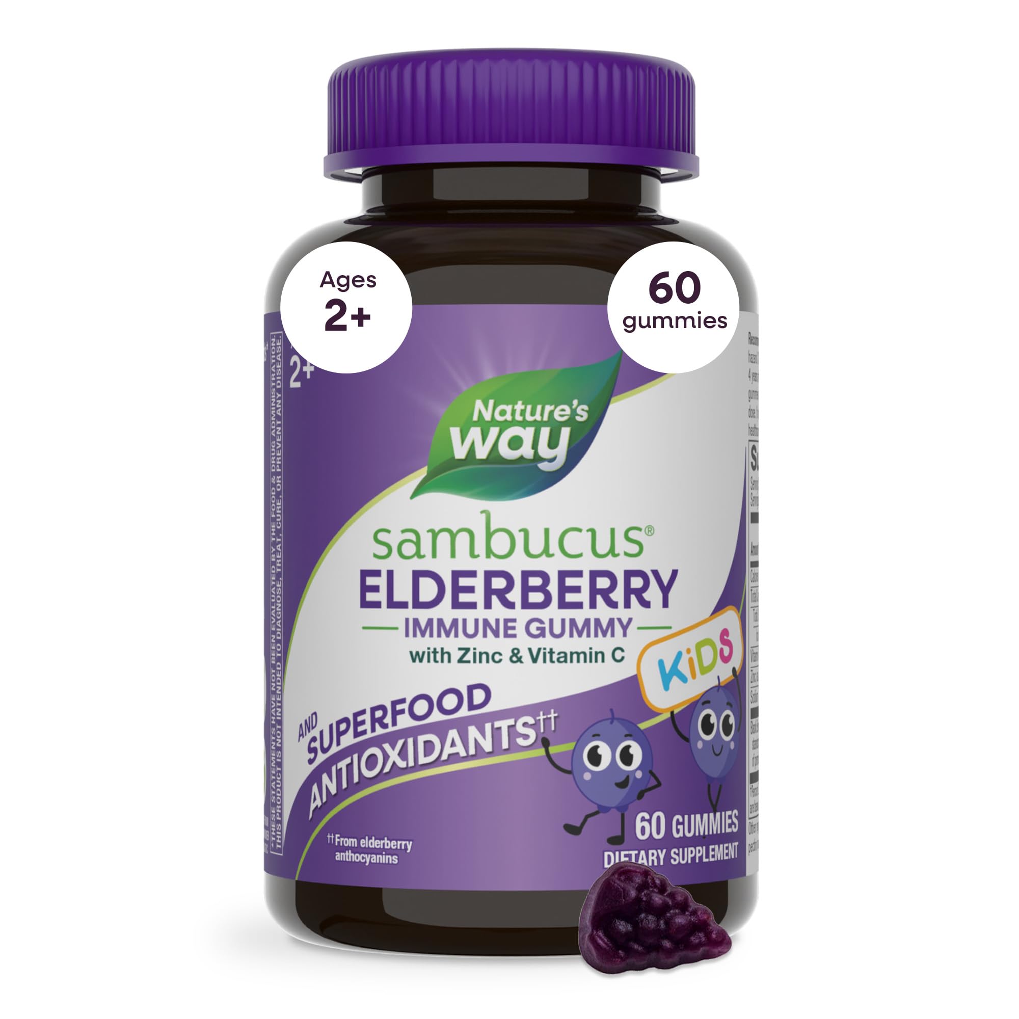 Nature’s Way Sambucus Kids Elderberry Immune Gummies with Black Elderberry Extract, Daily Immune Support Gummy with Vitamin C and Zinc Nature's Way buy supplements canada