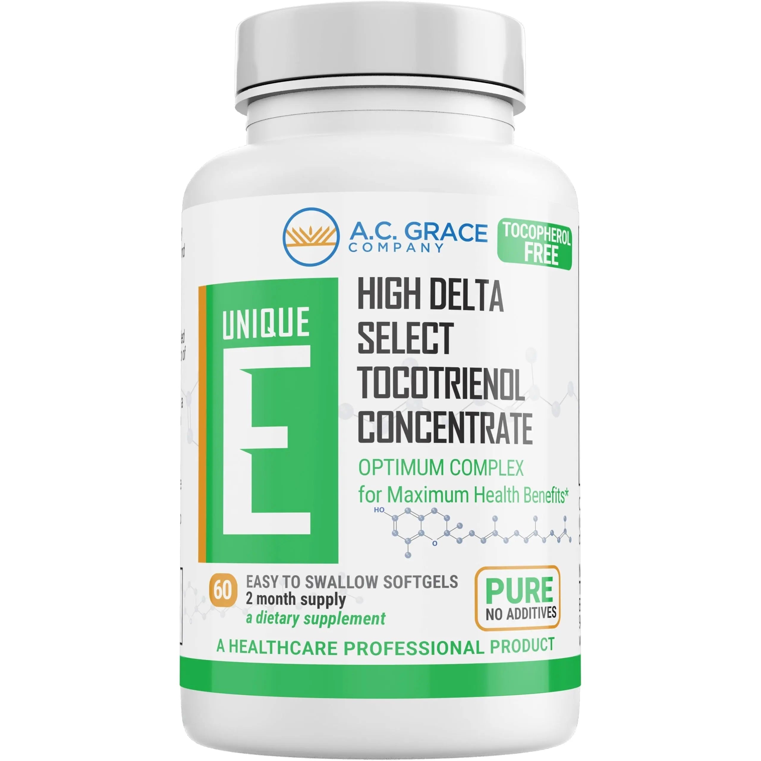 A.C. Grace Company, Unique E Tocotrienols - Tocopherol Free Softgels, 60 Count UNIQUE E buy supplements canada