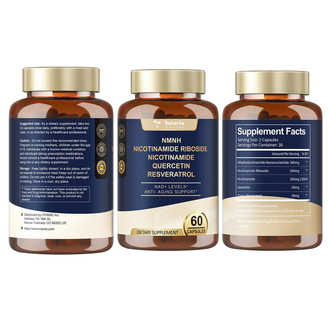 Totaria NMNH (NMN Alternative Supplement) (Dihydronicotinamide Mononucleotide) Ultra Strength, NAD+ Support w/Resveratrol & Quercetin, Ultra Absorption for Anti-Aging, Vegan, 60 Counts Totaria buy supplements canada