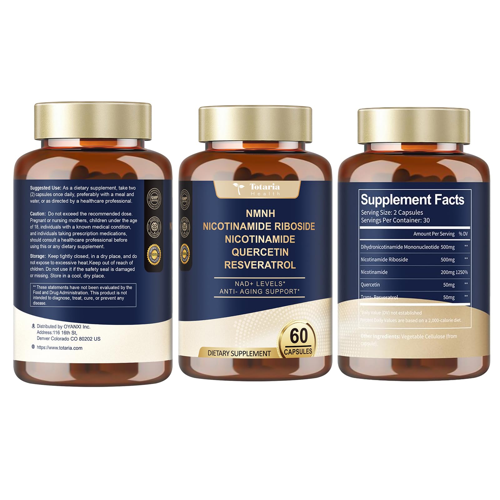 Totaria NMNH (NMN Alternative Supplement) (Dihydronicotinamide Mononucleotide) Ultra Strength, NAD+ Support w/Resveratrol & Quercetin, Ultra Absorption for Anti-Aging, Vegan, 60 Counts Totaria buy supplements canada