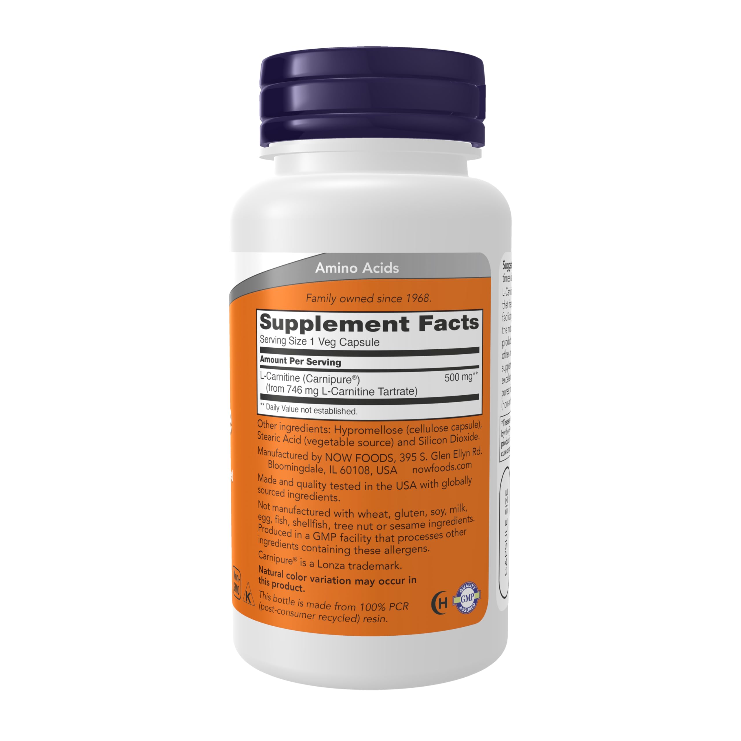NOW Foods Supplements, L-Carnitine 500mg, Purest Form, Amino Acid, Fitness Support*, 60 Veg Capsules NOW Foods buy supplements canada
