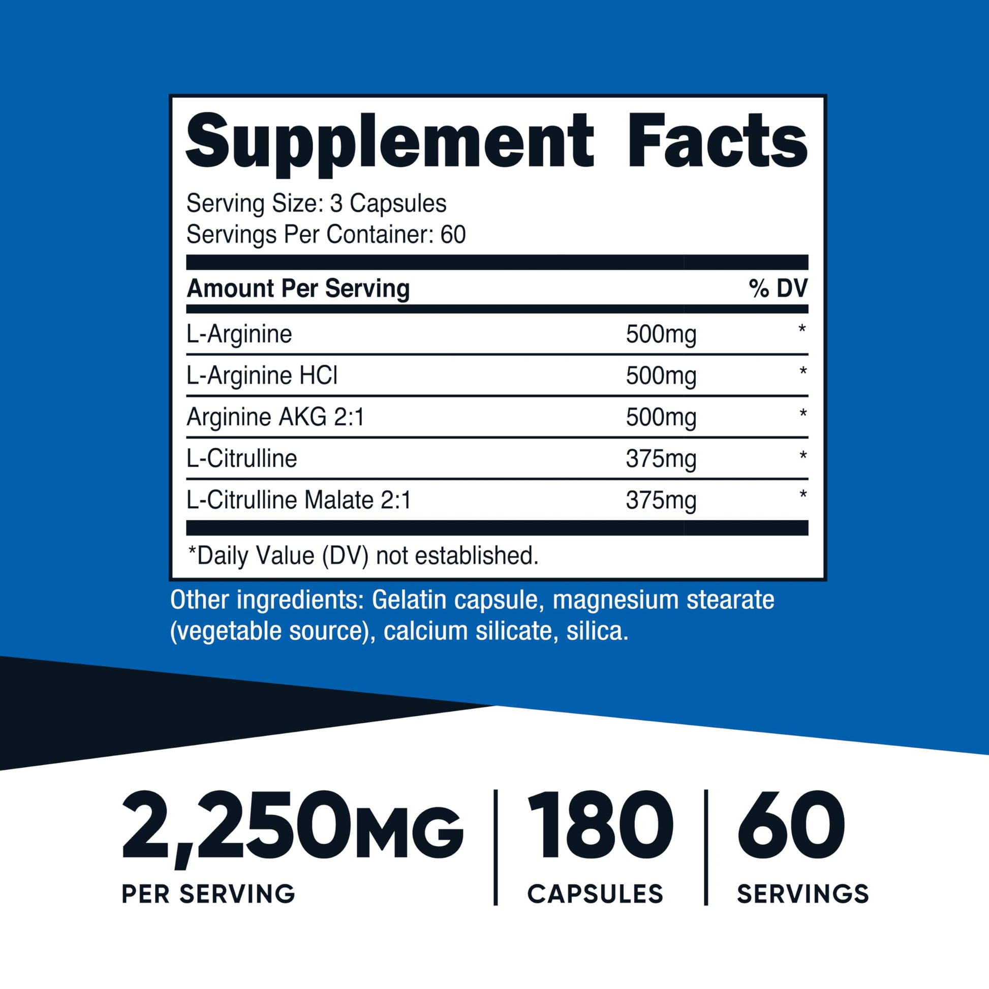 Nutricost Nitric Oxide Booster 2250mg, 180 Capsules - 750mg Per Casule, 60 Servings - Gluten Free and Non-GMO Nutricost buy supplements canada