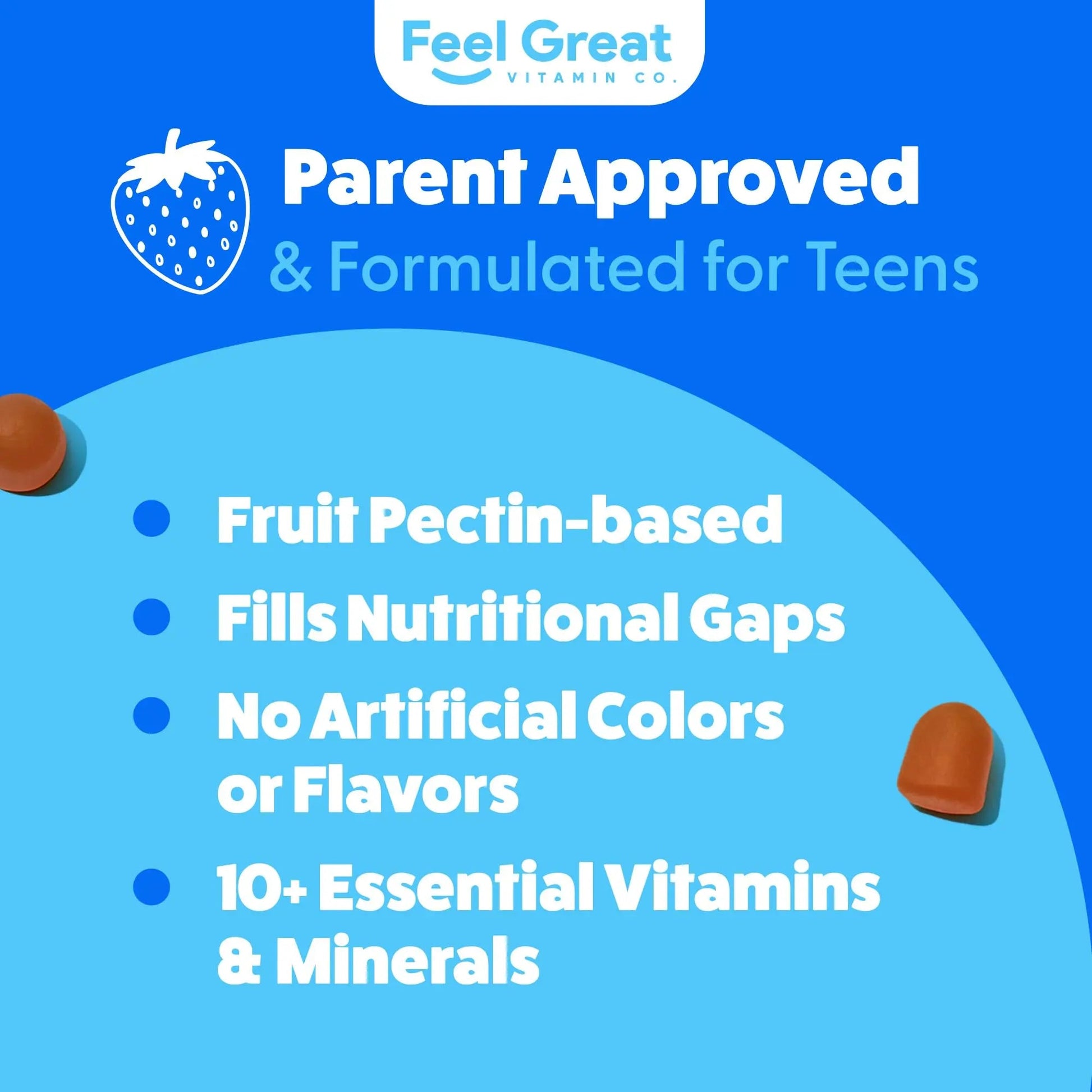 Feel Great Teen Vitamins Multivitamin Gummies | Citrus & Strawberry Flavor for Teen Boys & Girls | for Bone, Muscle & Immune Support | The Feel Great Vitamin Company buy supplements canada